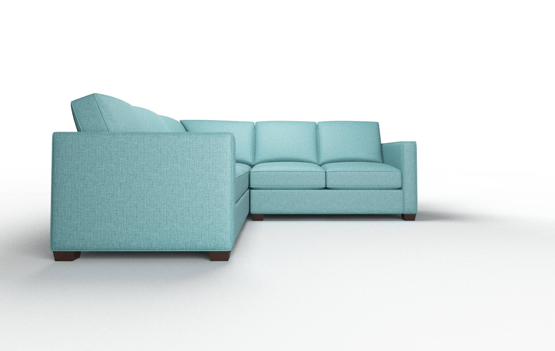 Calgary Parker Turquoise Sectional espresso legs 2