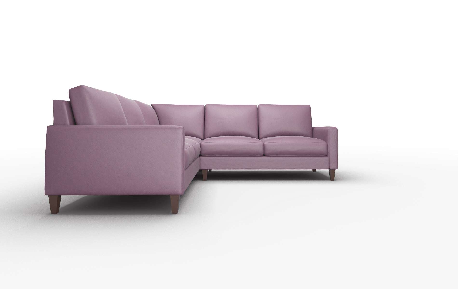 Cannes Bella Aubergine Sectional espresso legs 2