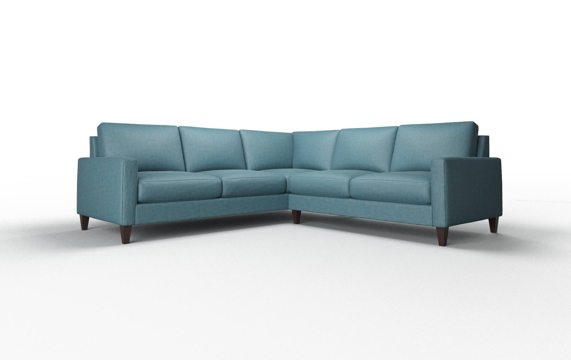 Cannes Cosmo Teal Sectional espresso legs 1