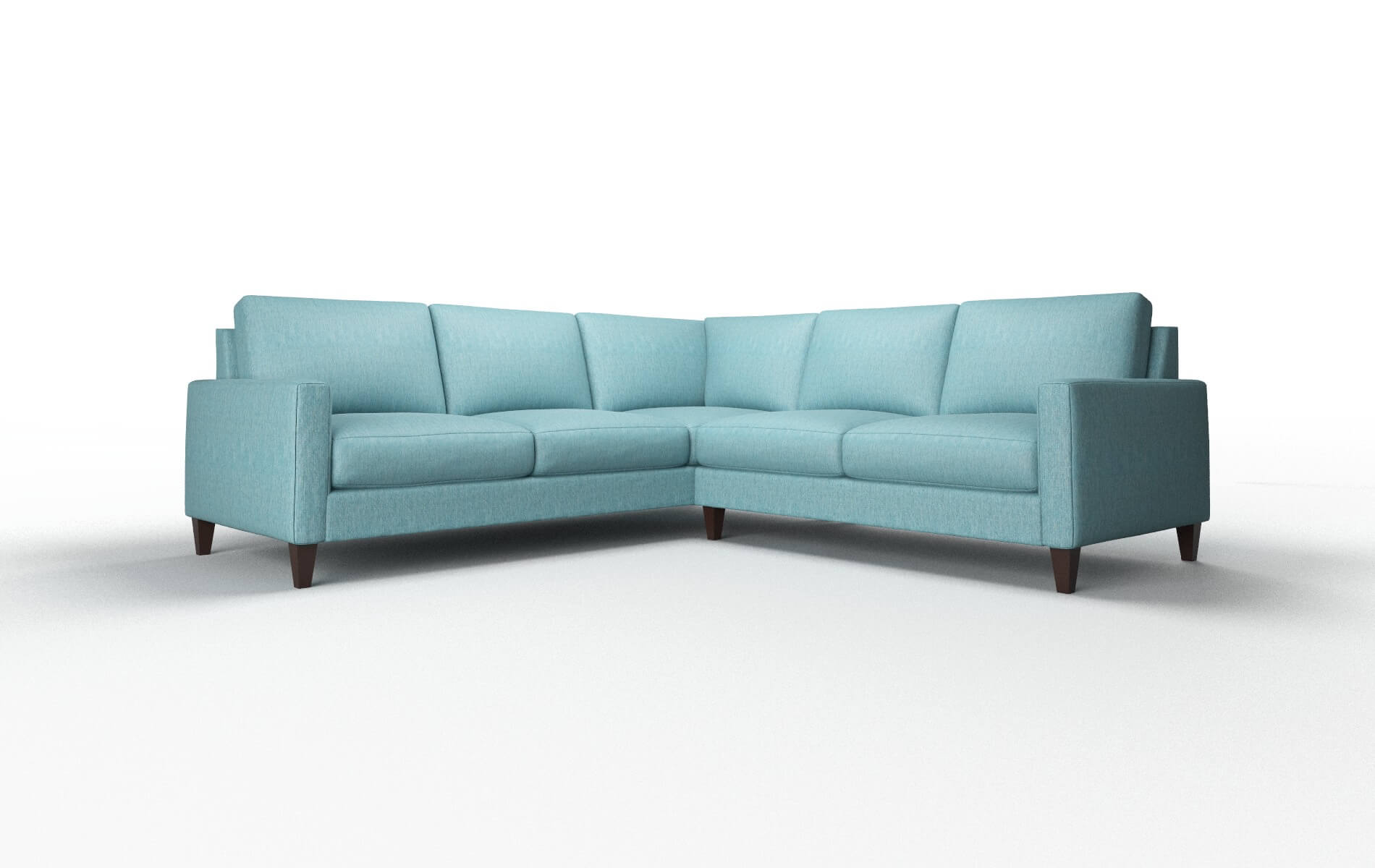 Cannes Cosmo Turquoise Sectional espresso legs 1