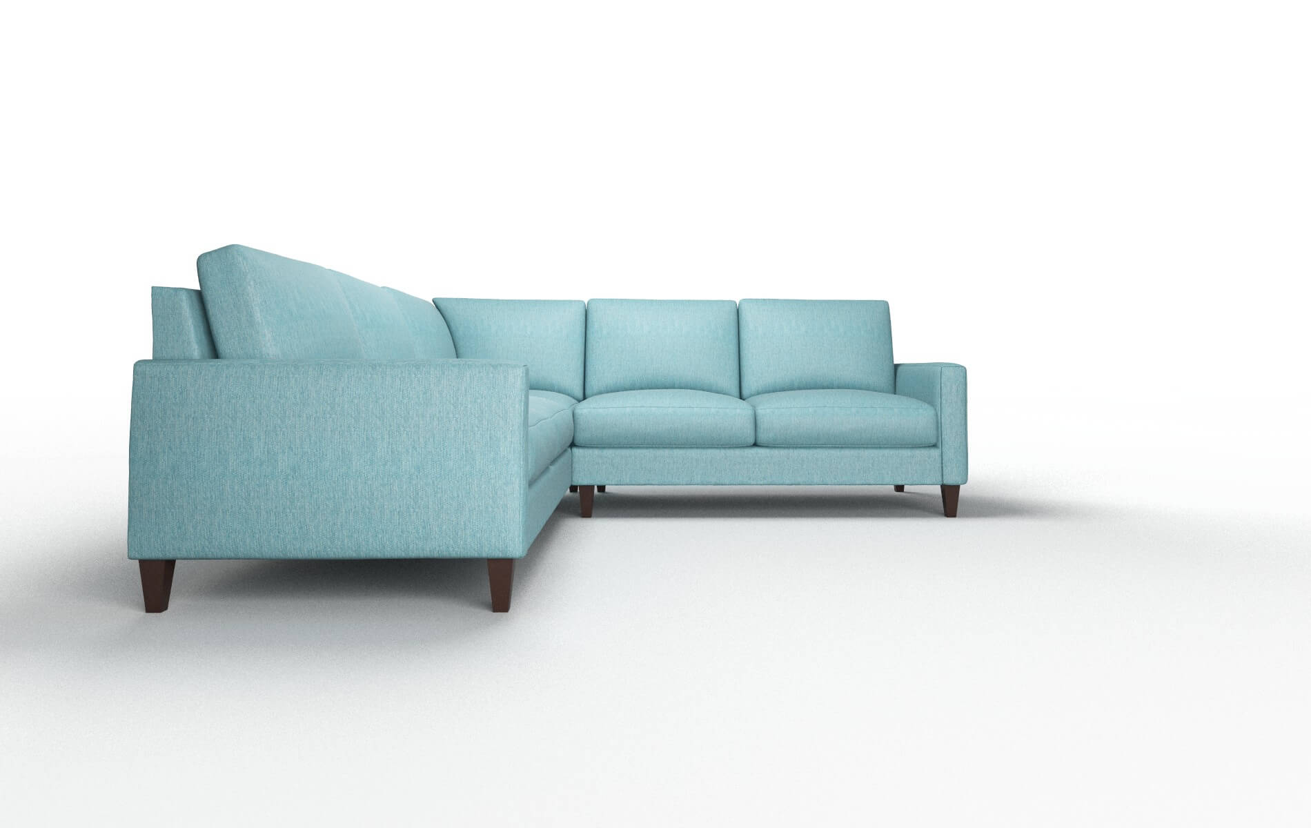 Cannes Cosmo Turquoise Sectional espresso legs 2