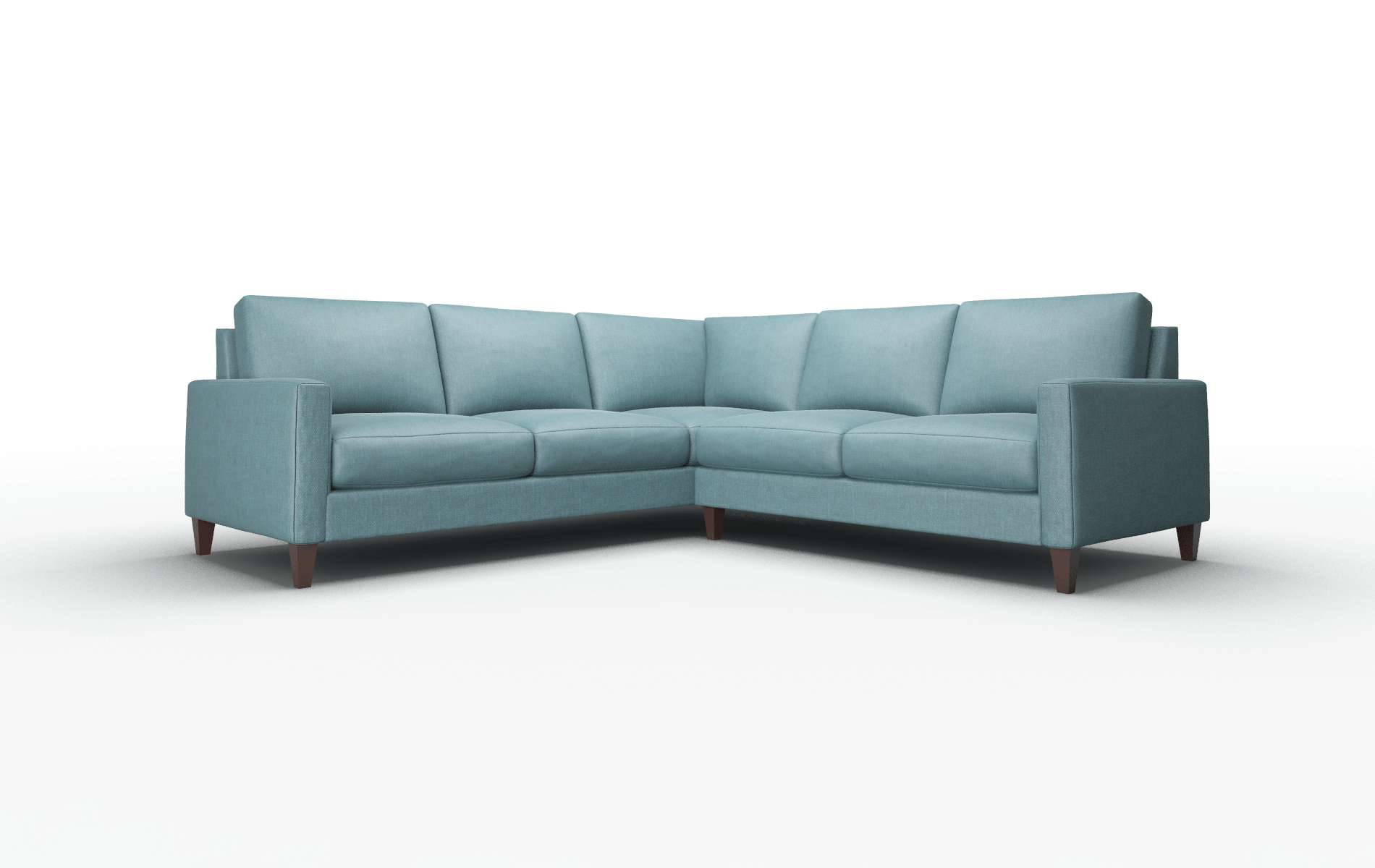 Cannes Elliot Teal Sectional espresso legs