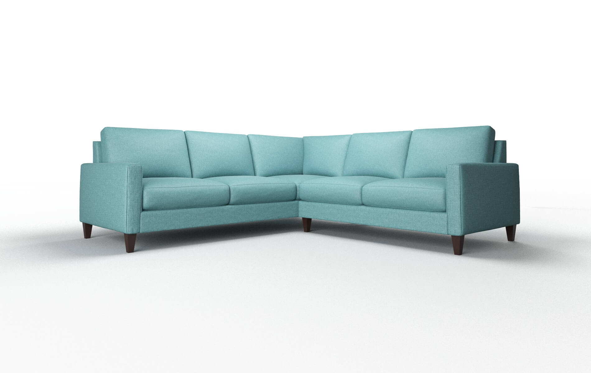 Cannes Parker Turquoise Sectional espresso legs