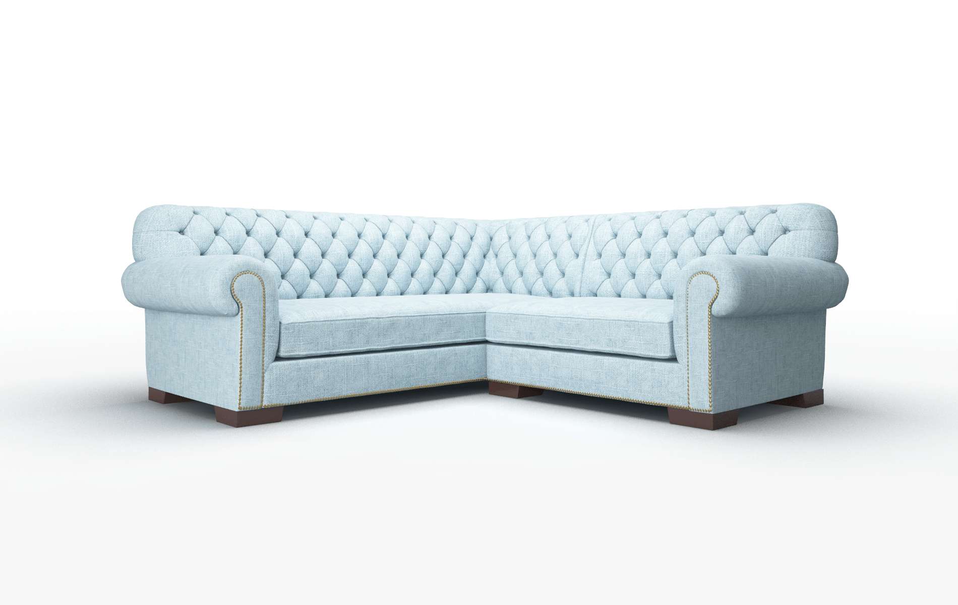 Chester Atlas Turquoise Sectional espresso legs