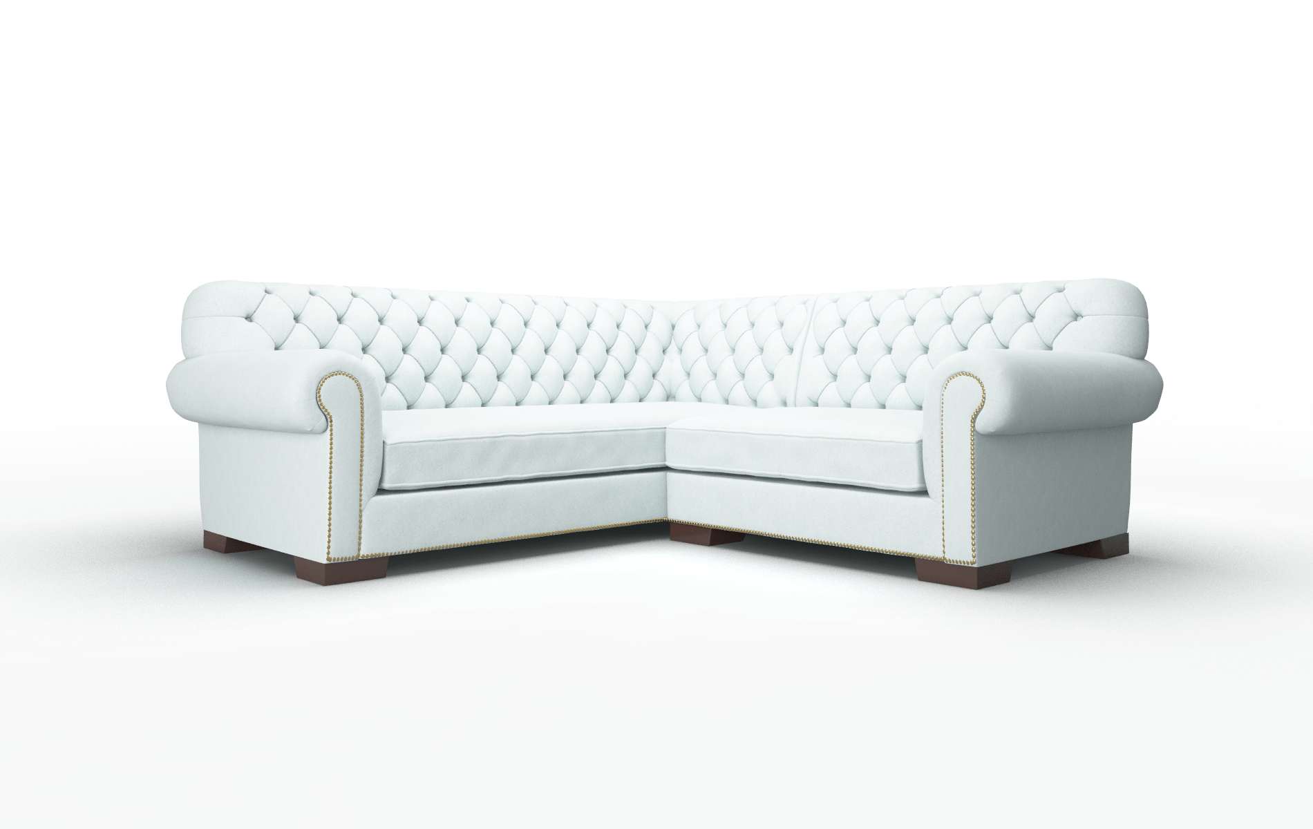 Chester Clyde Cornflower Sectional espresso legs 1