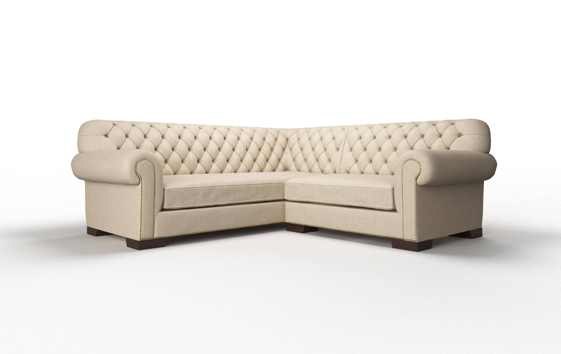 Chester Cosmo Fawn Sectional espresso legs 1