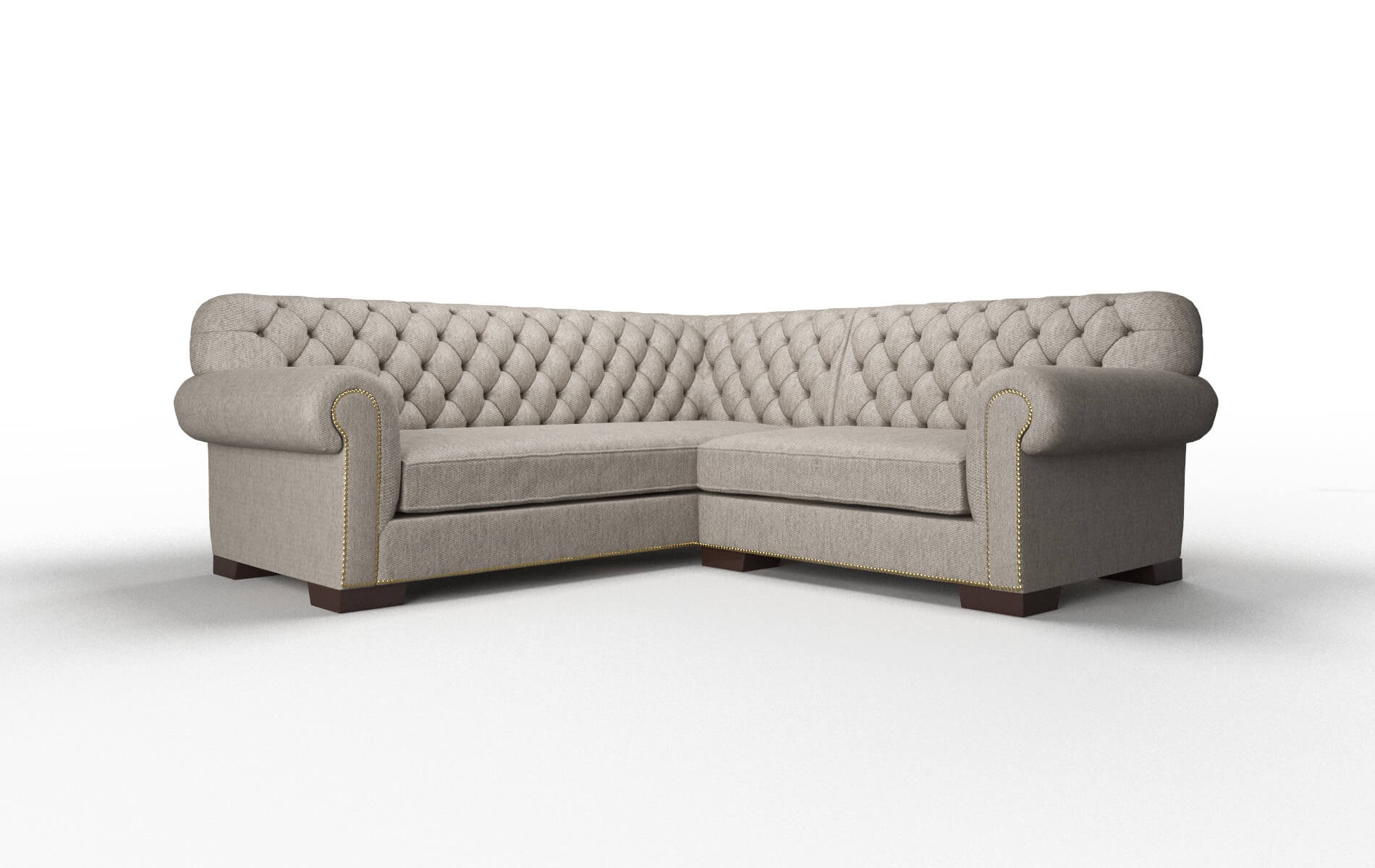 Chester Cosmo Taupe Sectional espresso legs 1