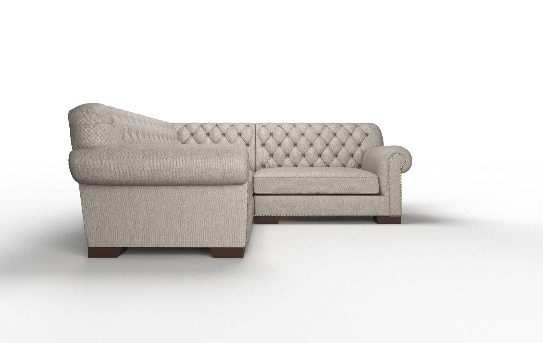 Chester Cosmo Taupe Sectional espresso legs 2