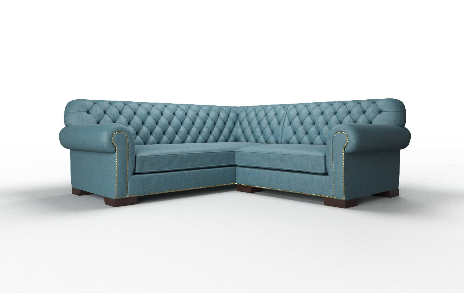 Chester Cosmo Teal Sectional espresso legs 1