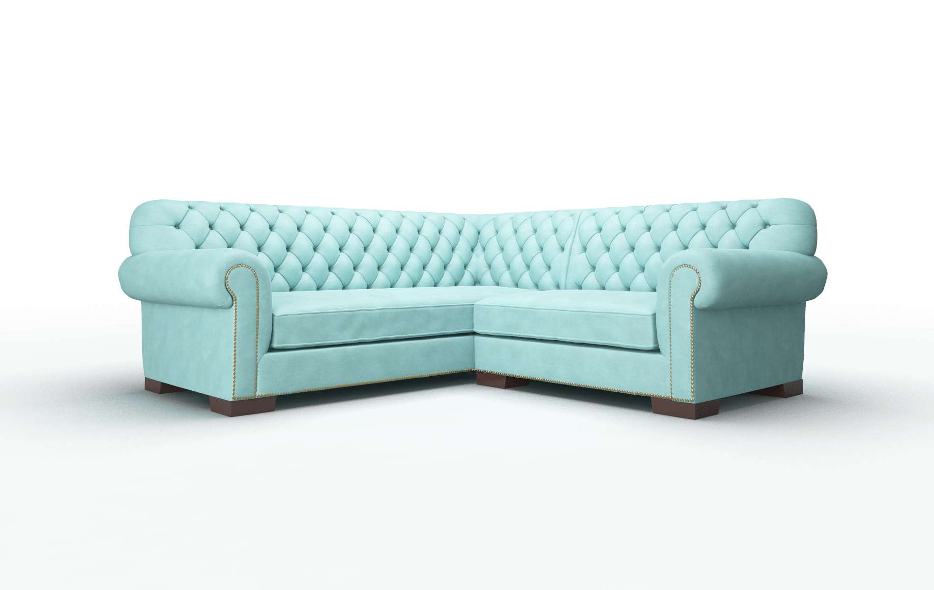 Chester Curious Turquoise Sectional espresso legs 1