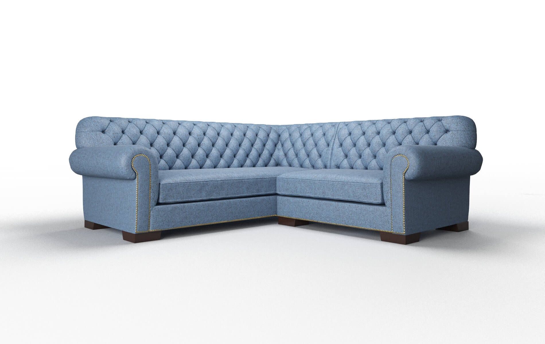 Chester Derby Navy Sectional espresso legs
