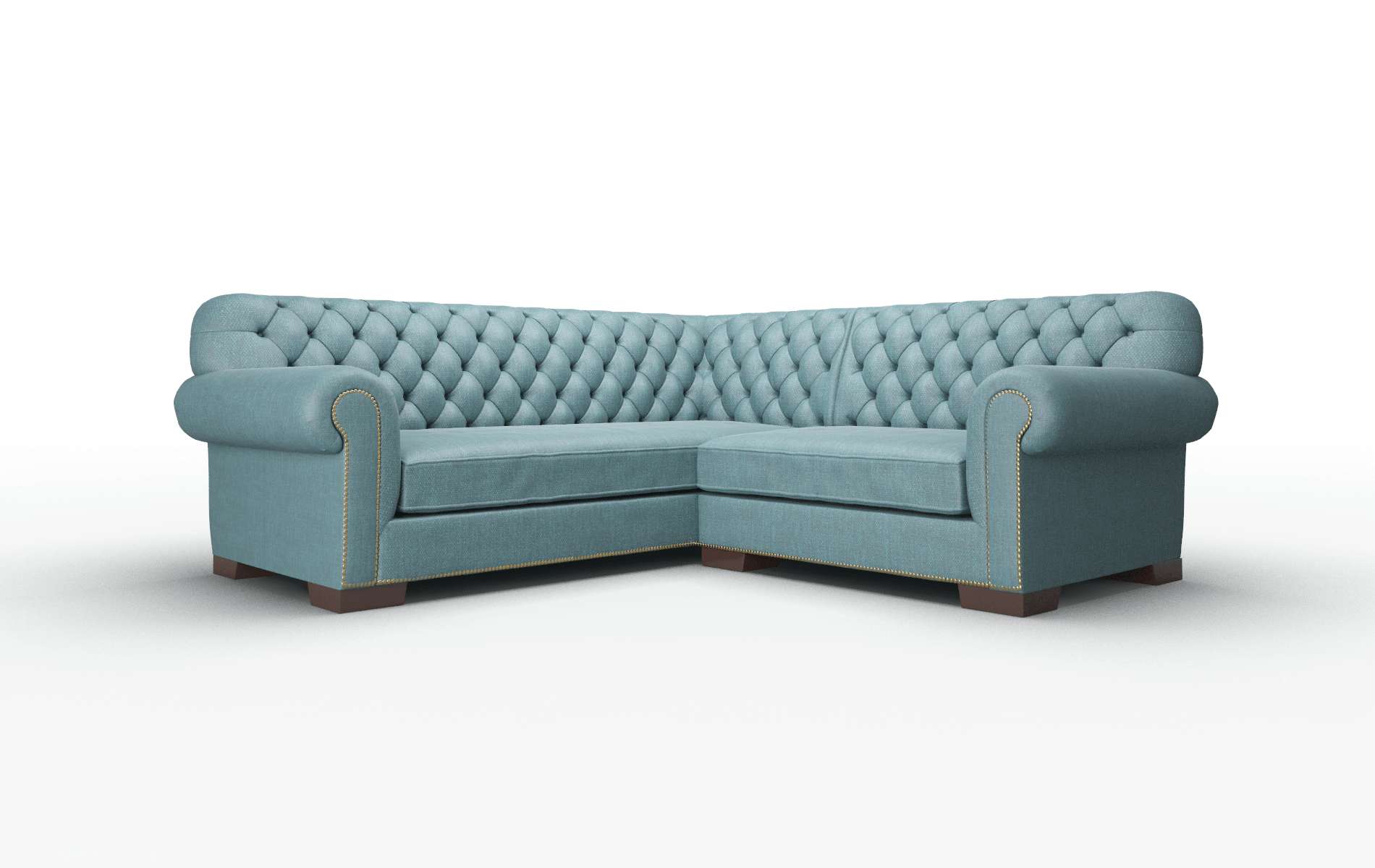 Chester Elliot Teal Sectional espresso legs 1