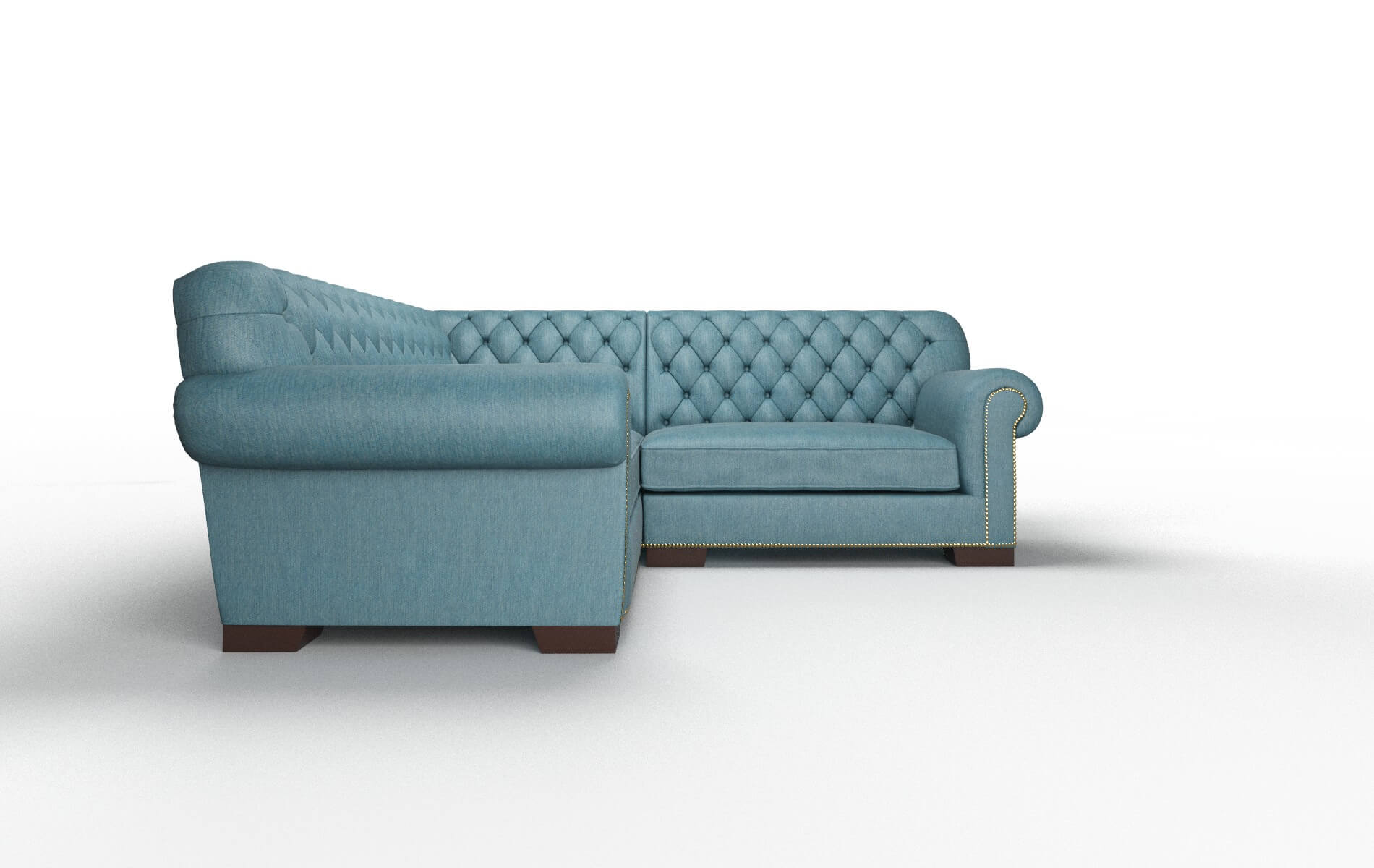 Chester Hepburn Teal Sectional espresso legs 2