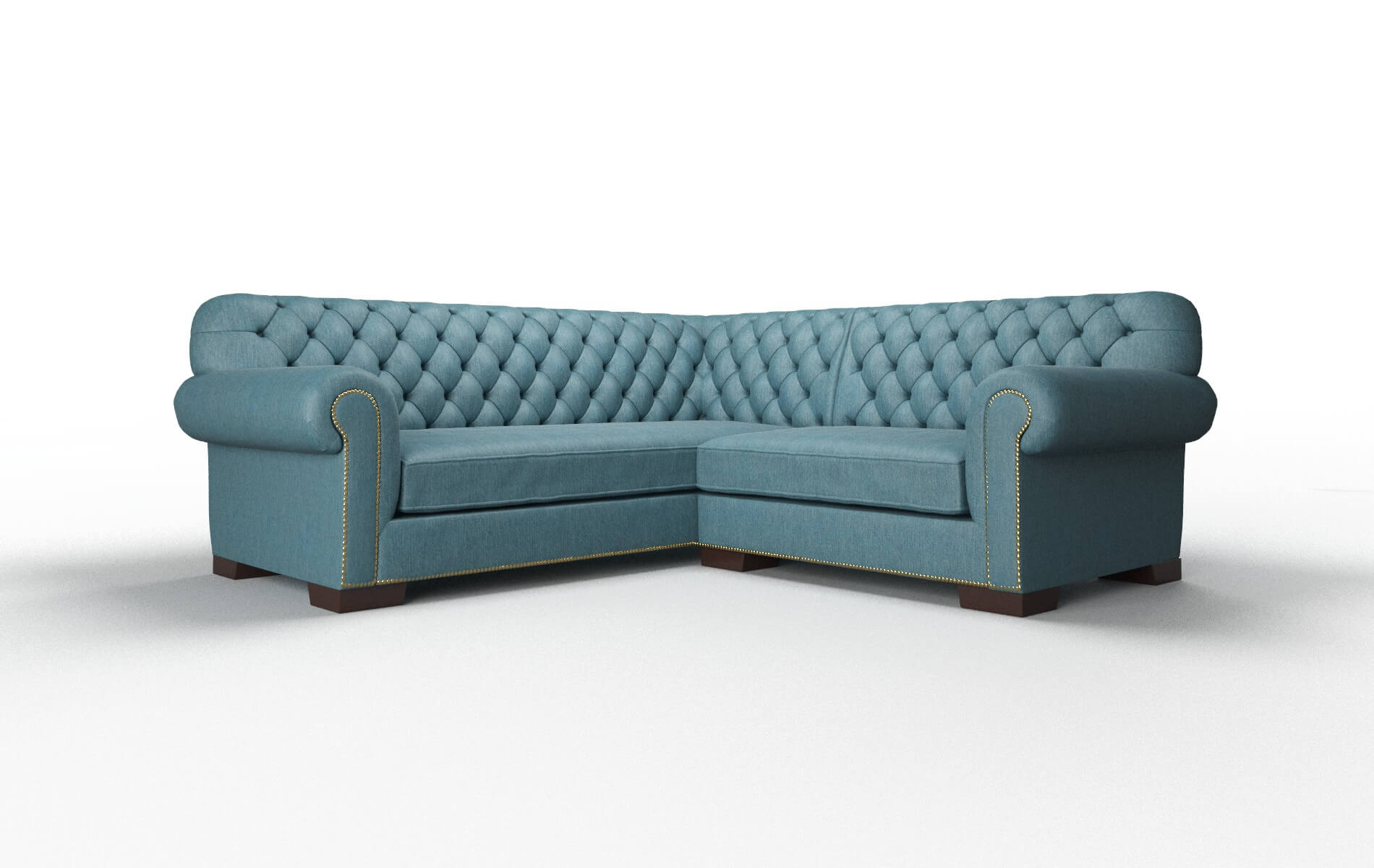 Chester Merit Peacock Sectional espresso legs 1