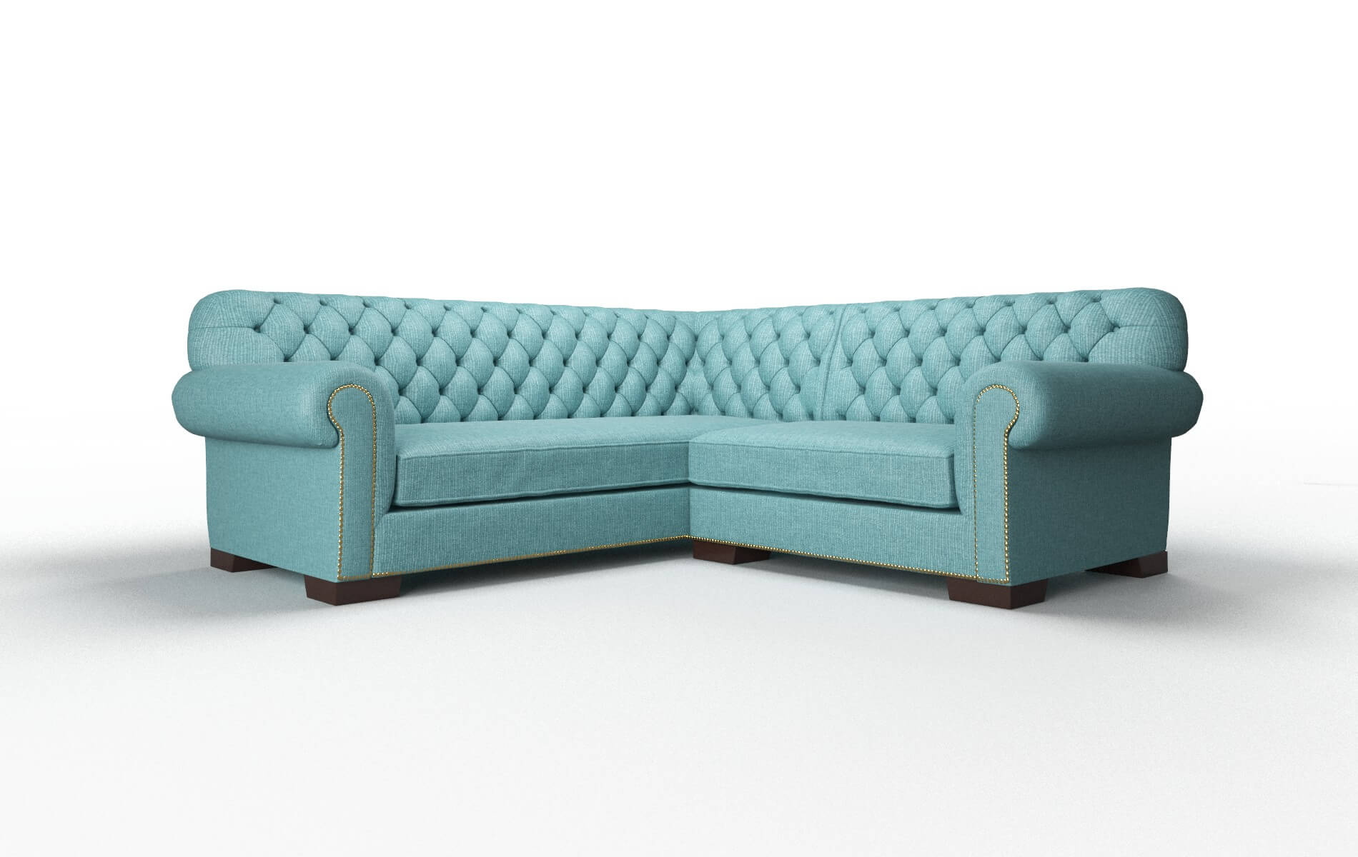 Chester Parker Turquoise Sectional espresso legs 1