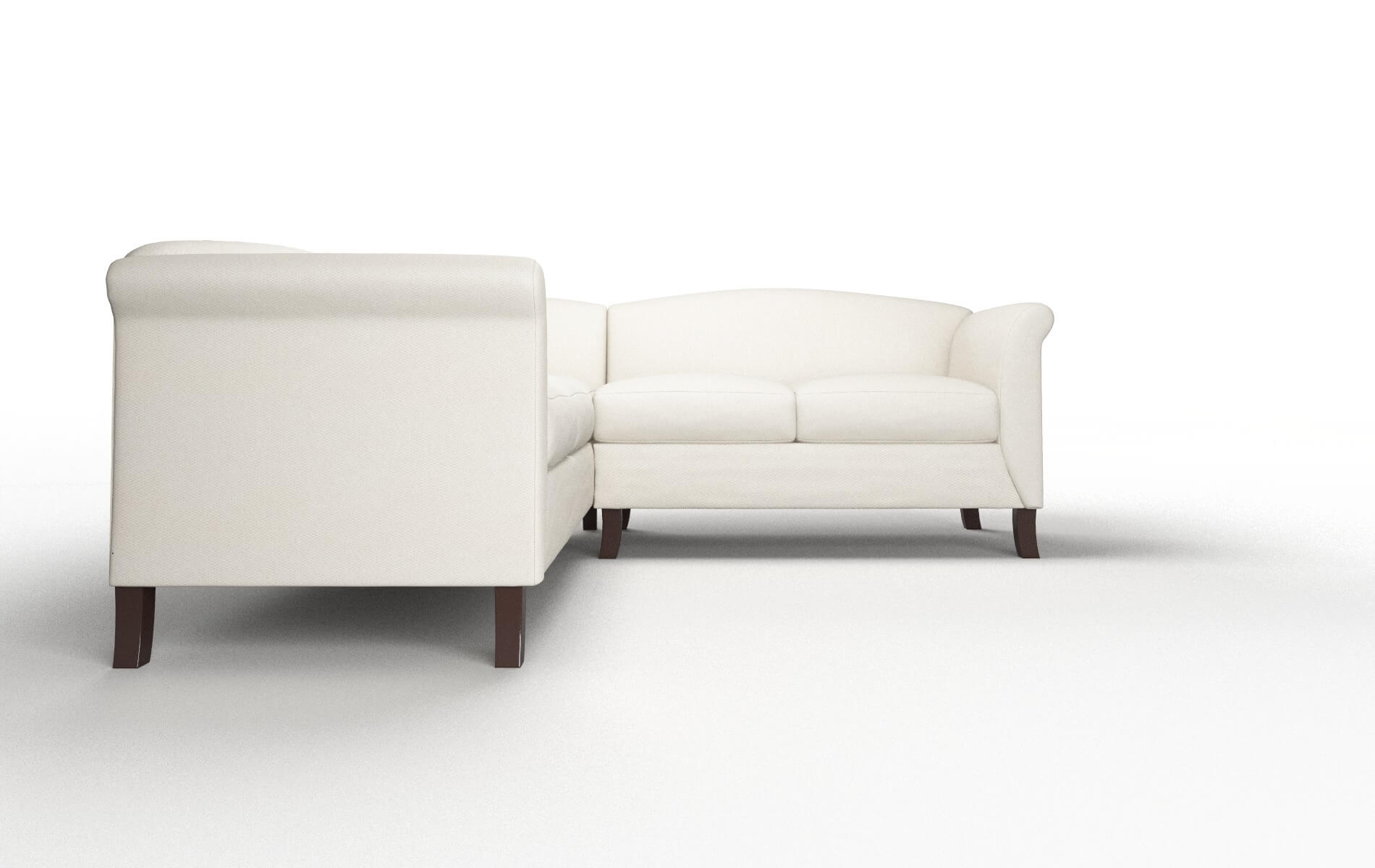 Crete Bungalow Ivory Sectional espresso legs 2