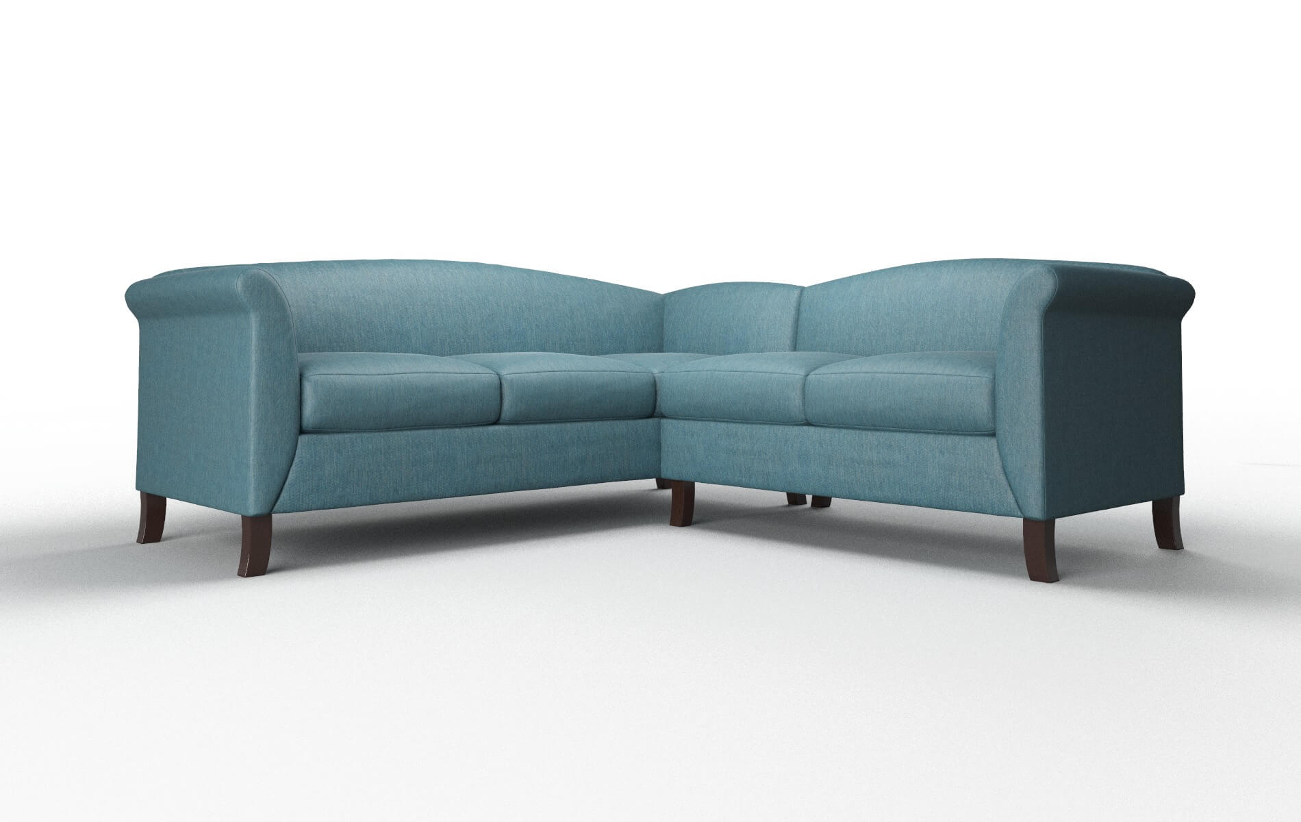 Crete Cosmo Teal Sectional espresso legs 1