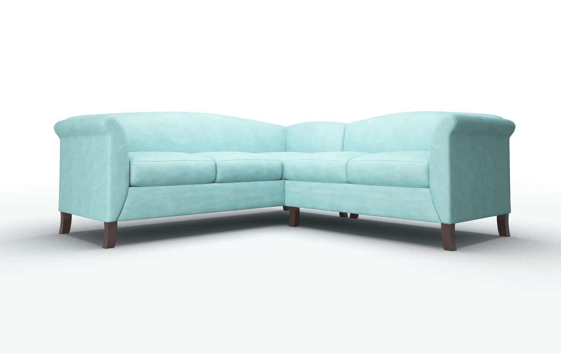Crete Curious Turquoise Sectional espresso legs 1