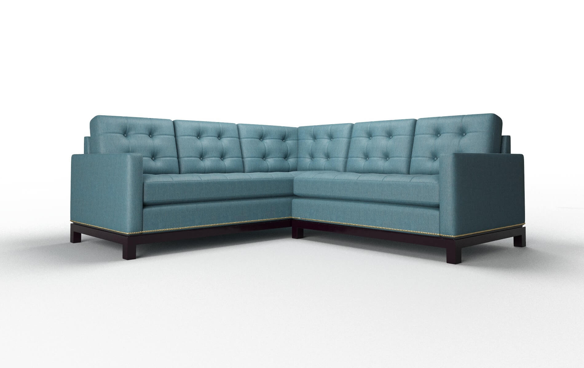 Davos Cosmo Teal Sectional espresso legs 1