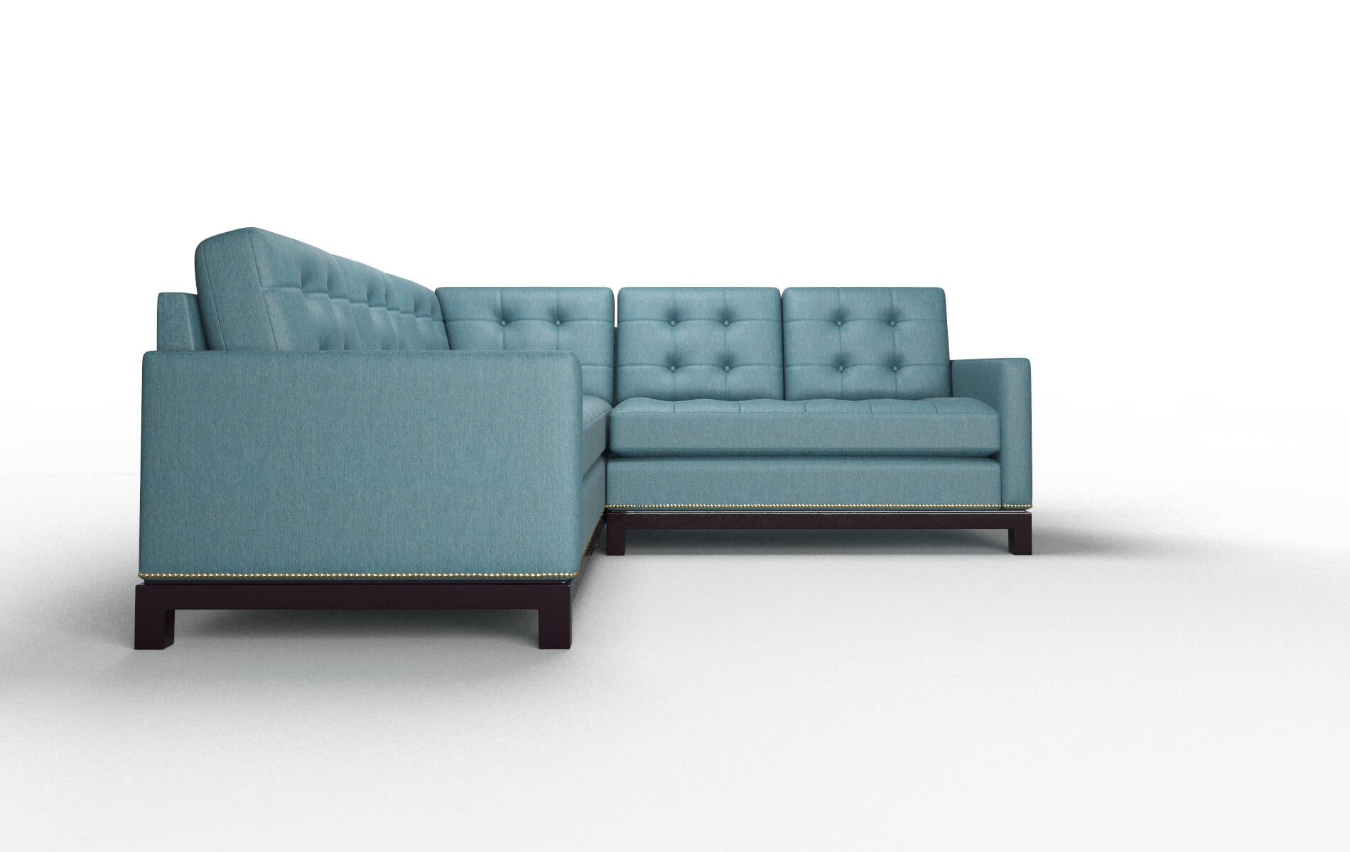 Davos Hepburn Teal Sectional espresso legs 2