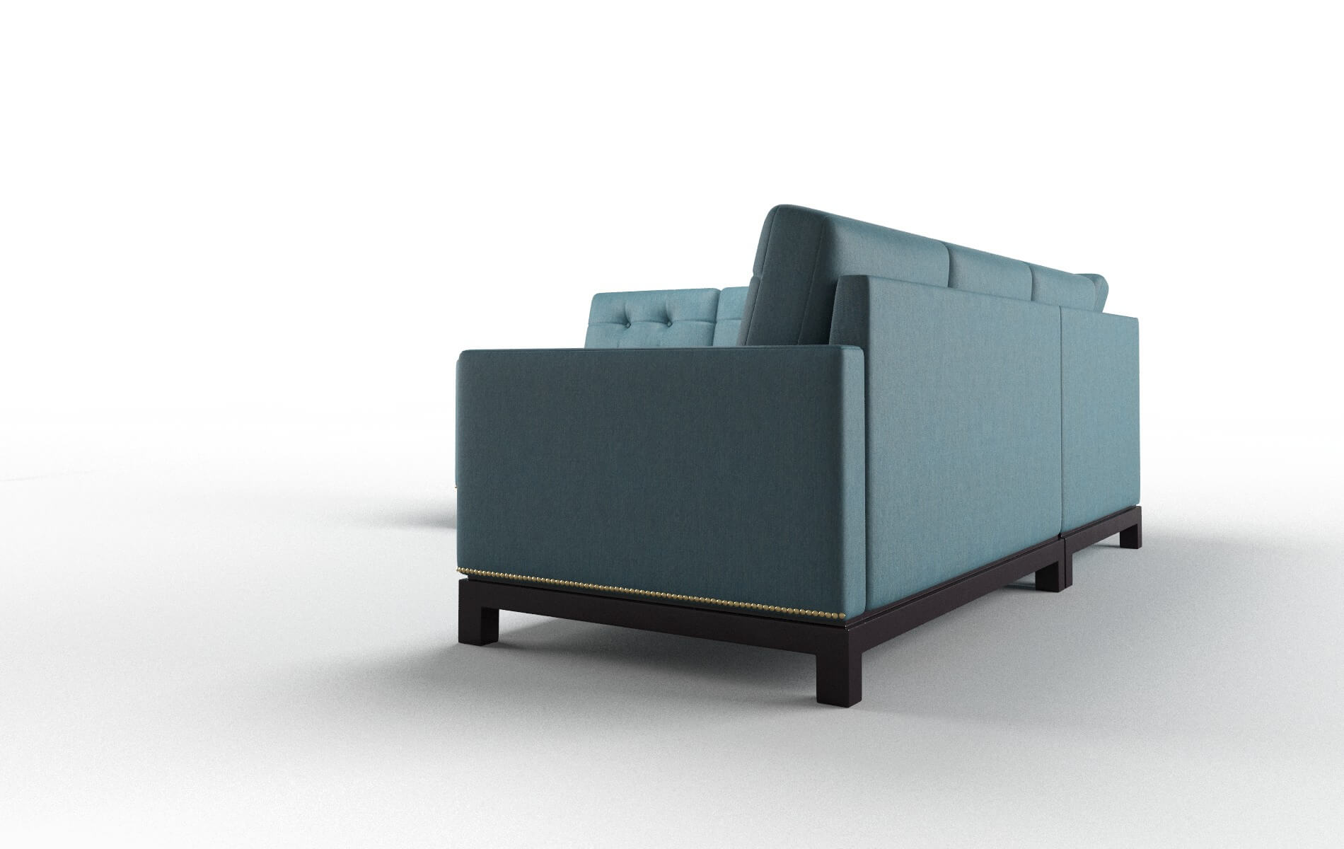 Davos Hepburn Teal Sectional espresso legs 4