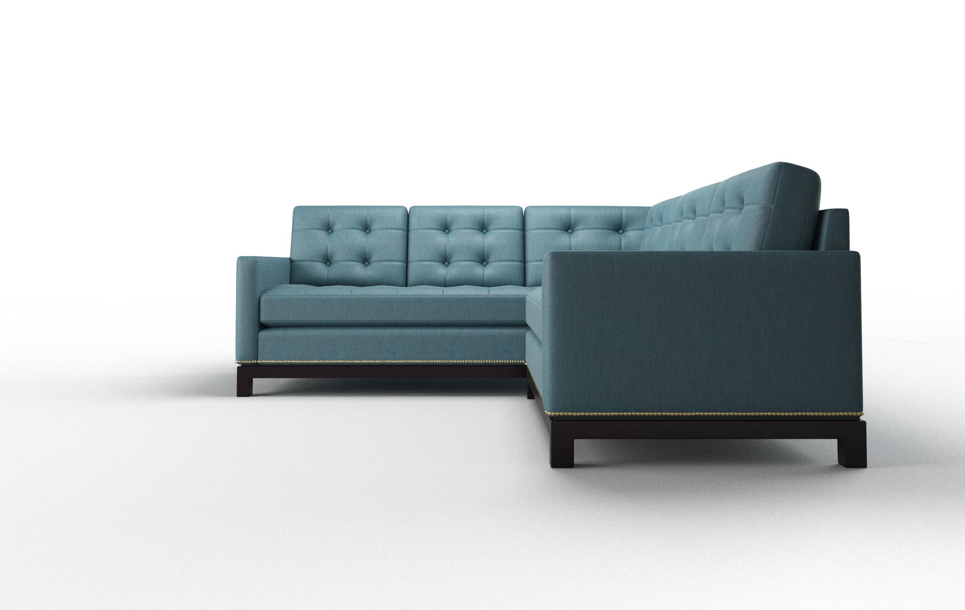 Davos Hepburn Teal Sectional espresso legs 5