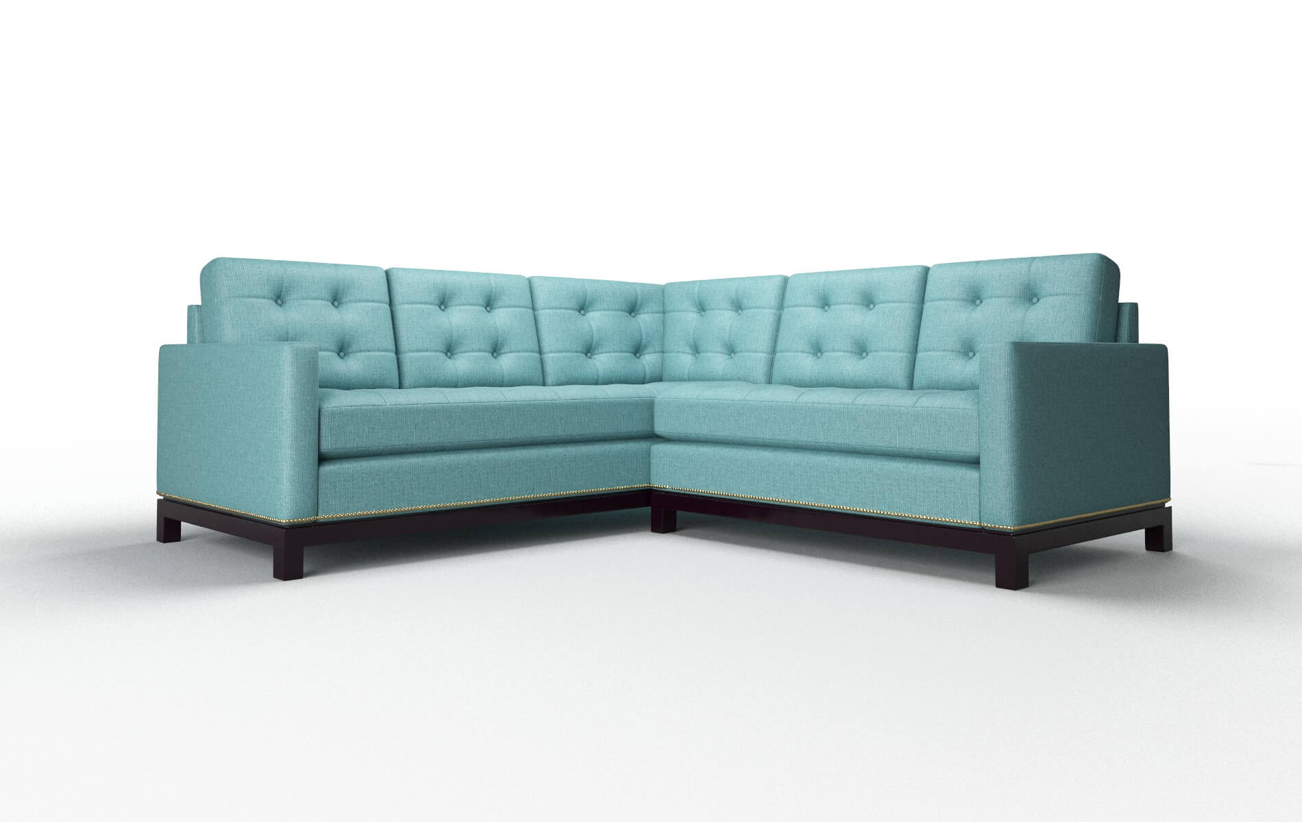 Davos Parker Turquoise Sectional espresso legs 1