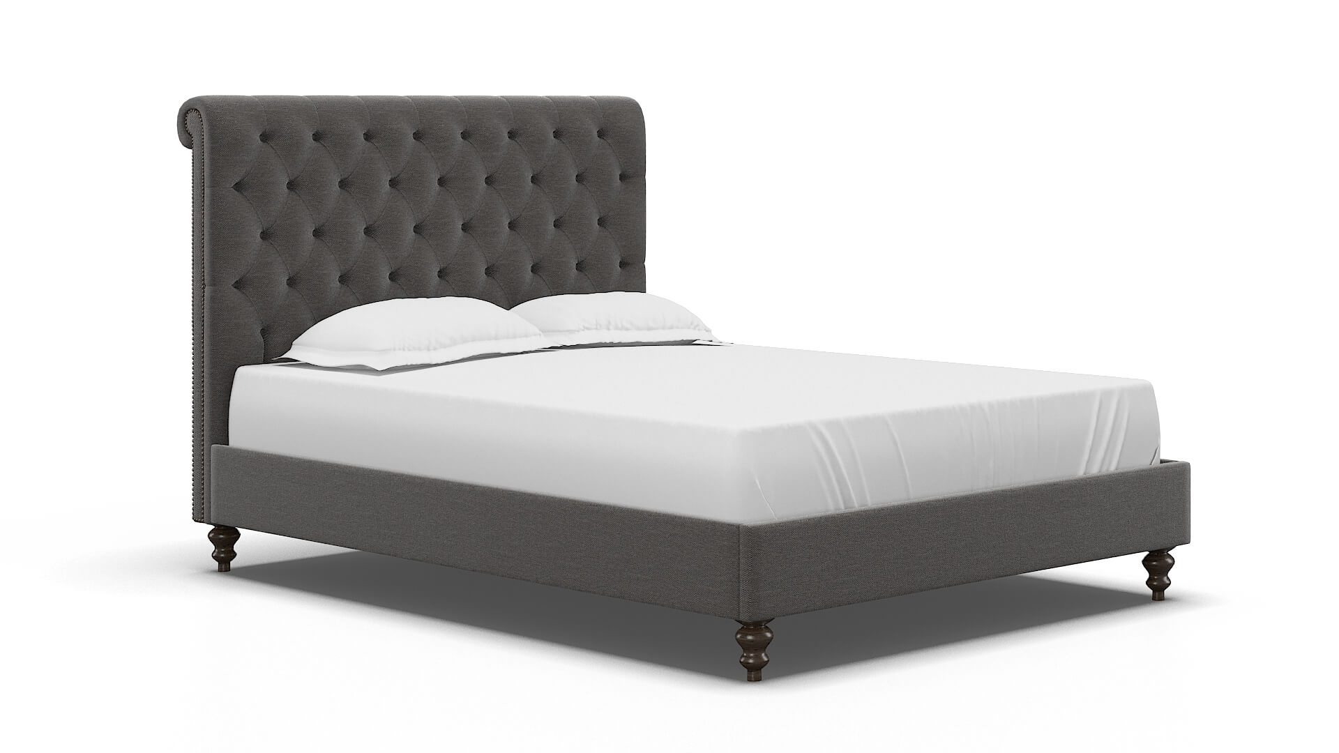 Decima Oscar Grey Bed espresso legs 2