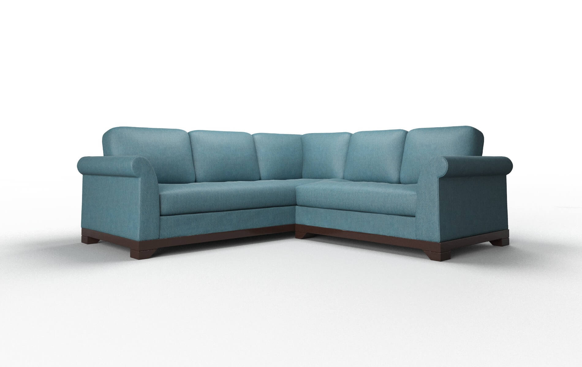 Denver Cosmo Teal Sectional espresso legs 1