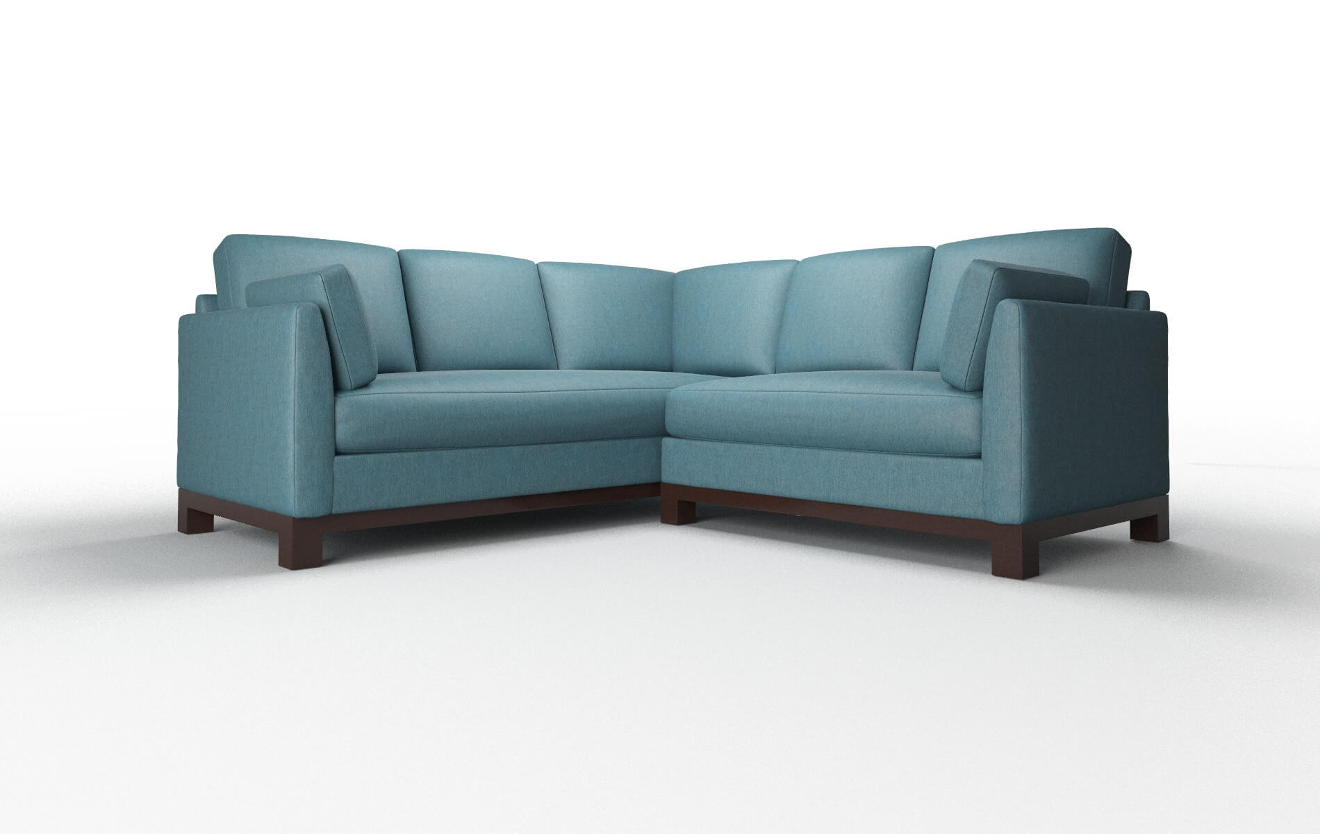 Dover Cosmo Teal Sectional espresso legs