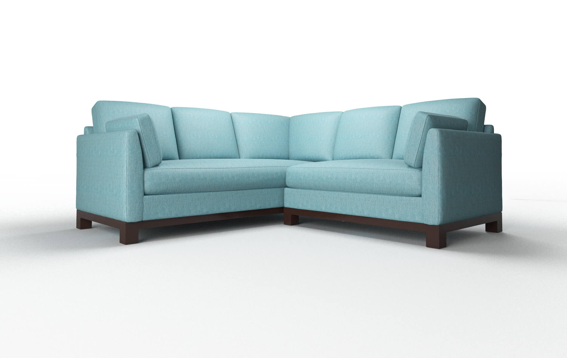 Dover Cosmo Turquoise Sectional espresso legs