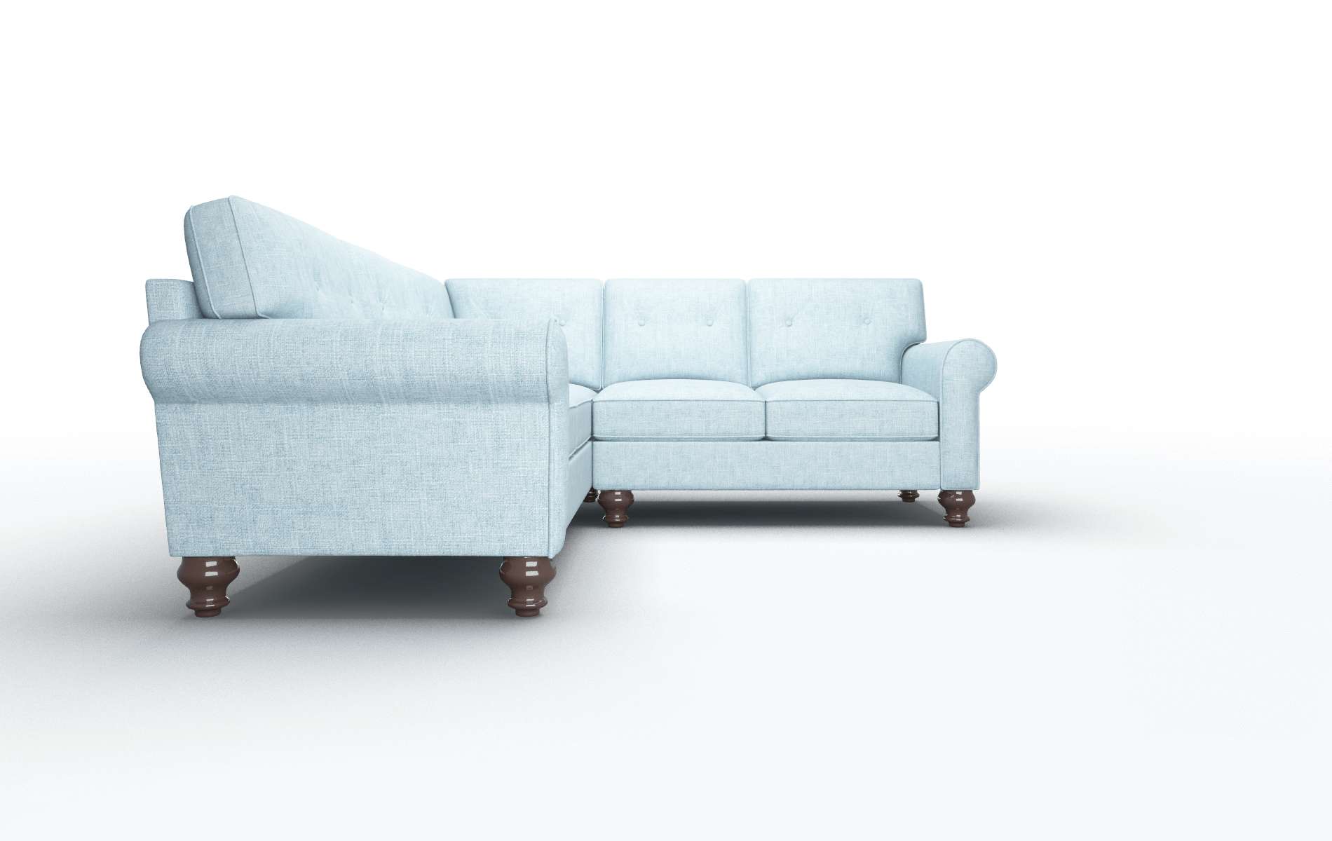Farah Atlas Turquoise Sectional espresso legs 2