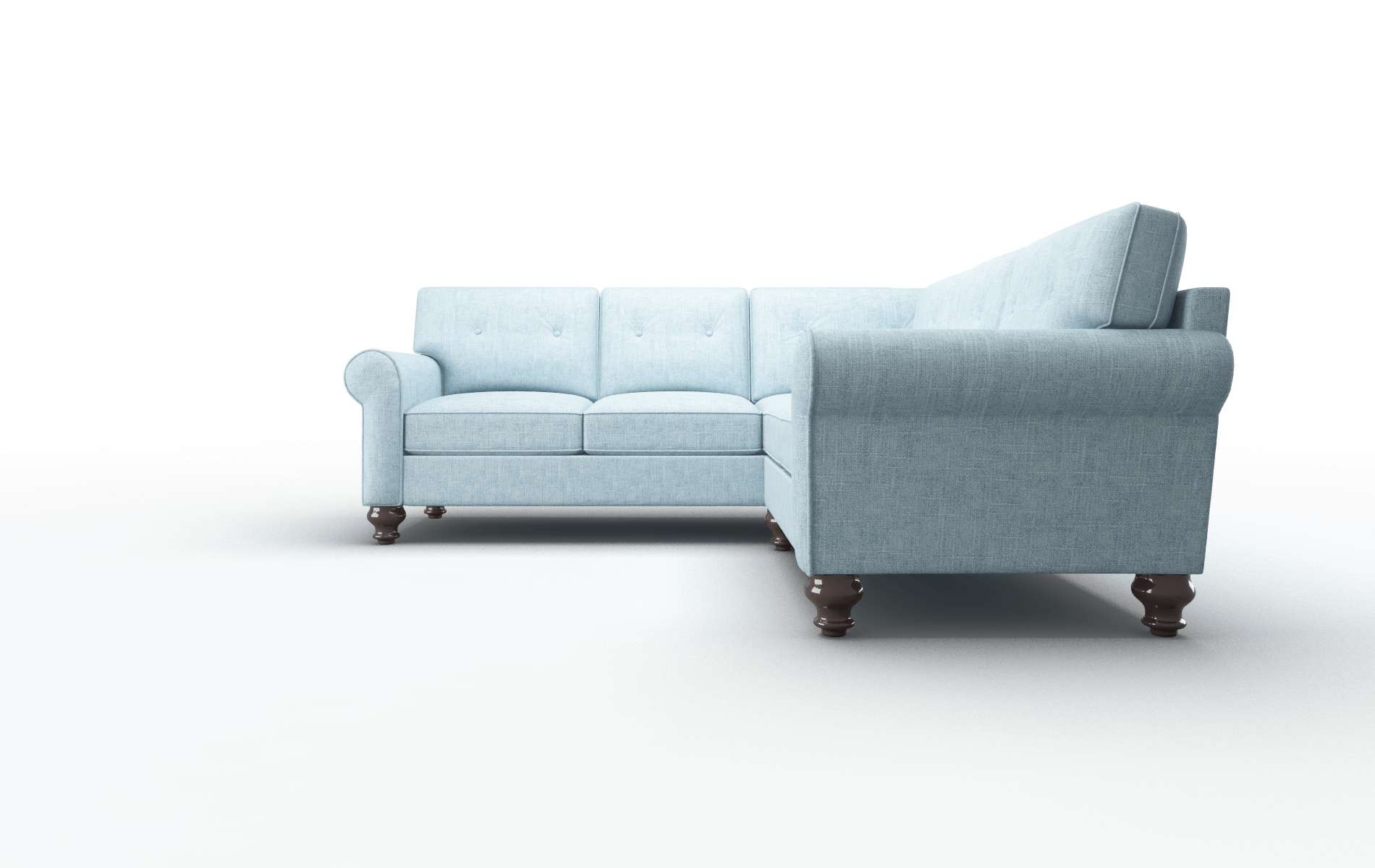 Farah Atlas Turquoise Sectional espresso legs 5