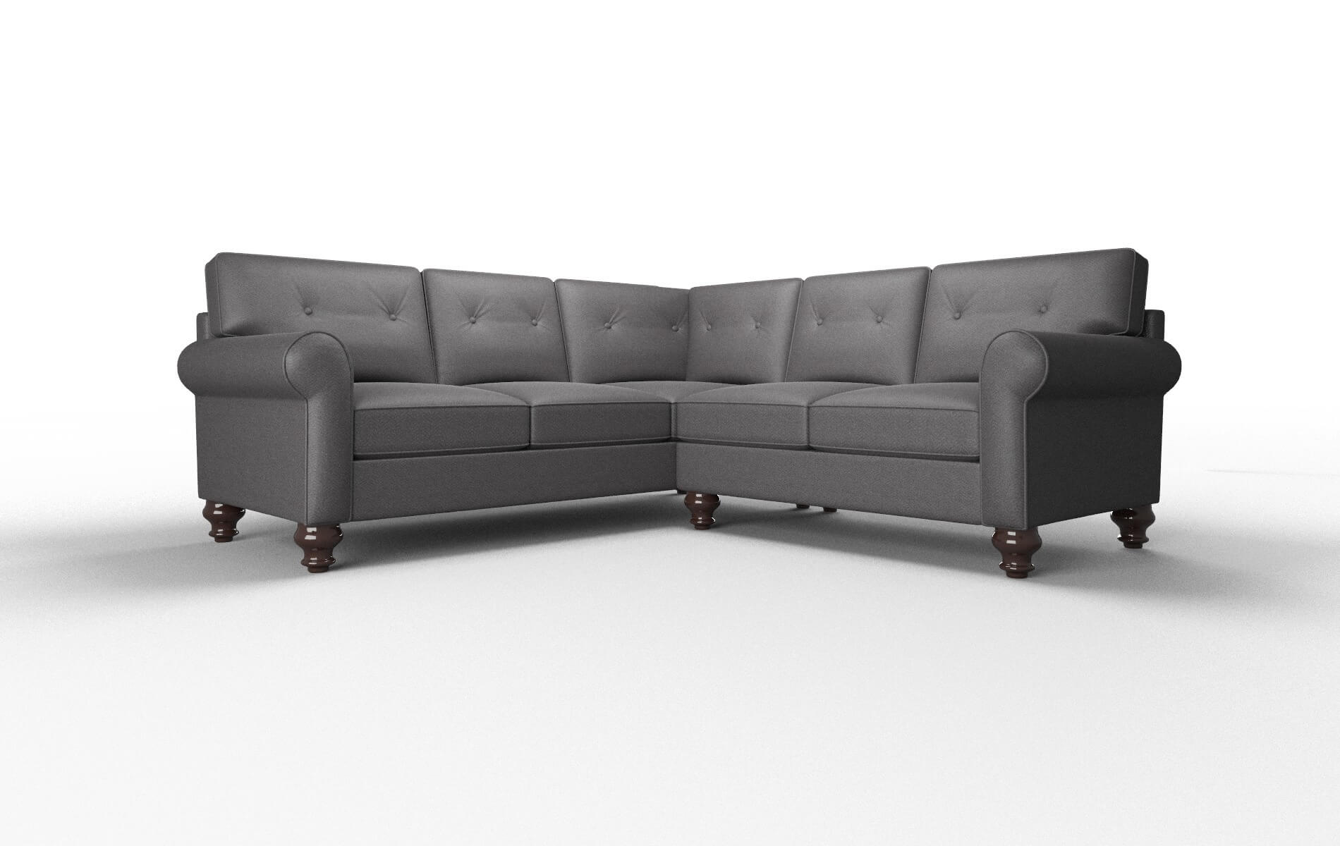 Farah Catalina Charcoal Sectional espresso legs 1