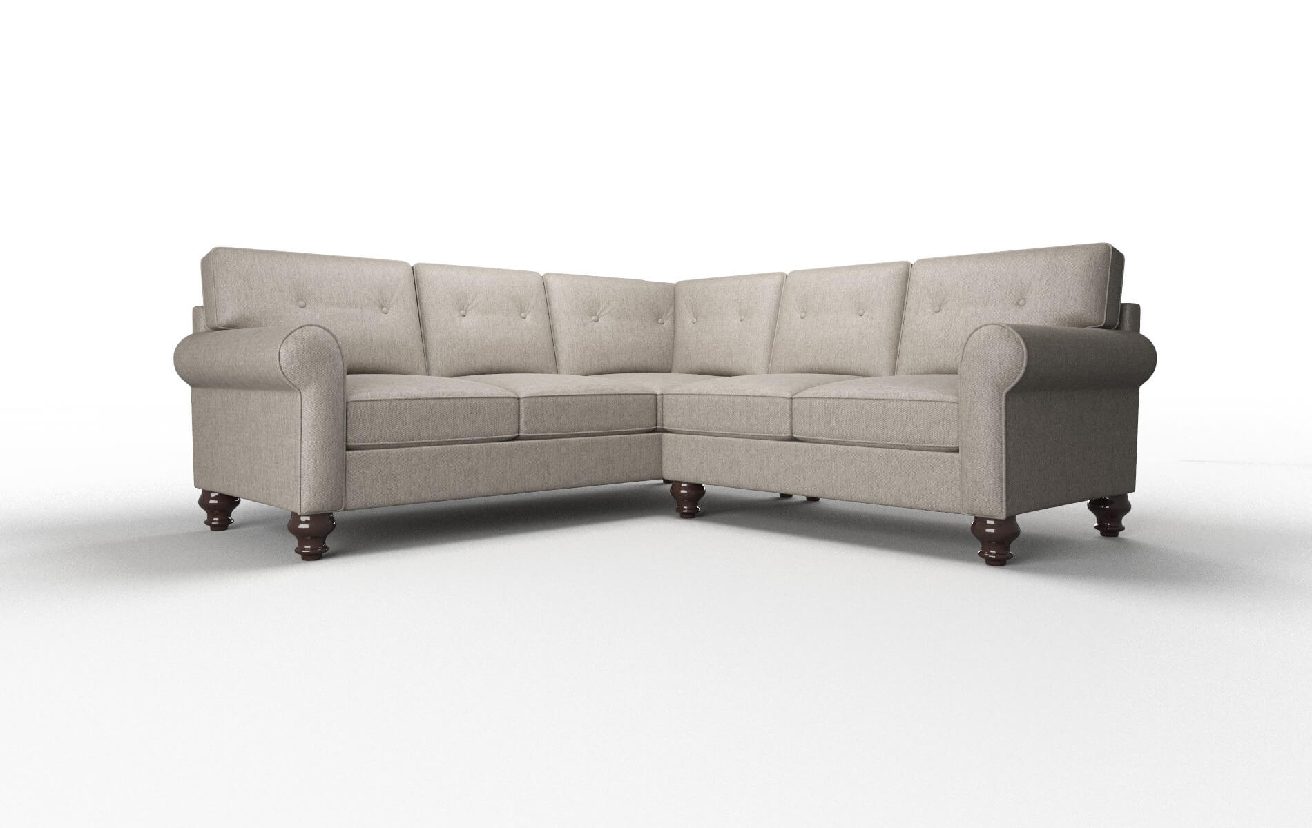 Farah Cosmo Taupe Sectional espresso legs 1