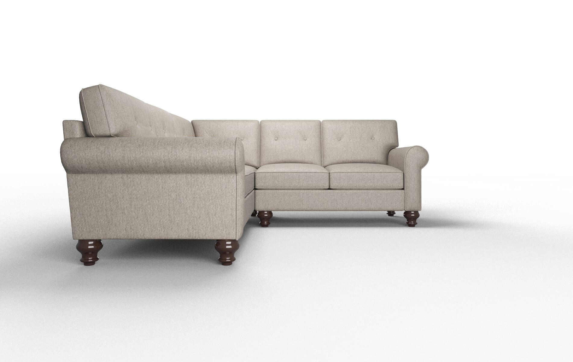 Farah Cosmo Taupe Sectional espresso legs 2