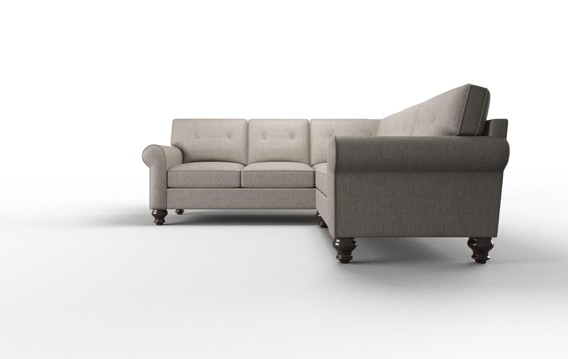 Farah Cosmo Taupe Sectional espresso legs 5
