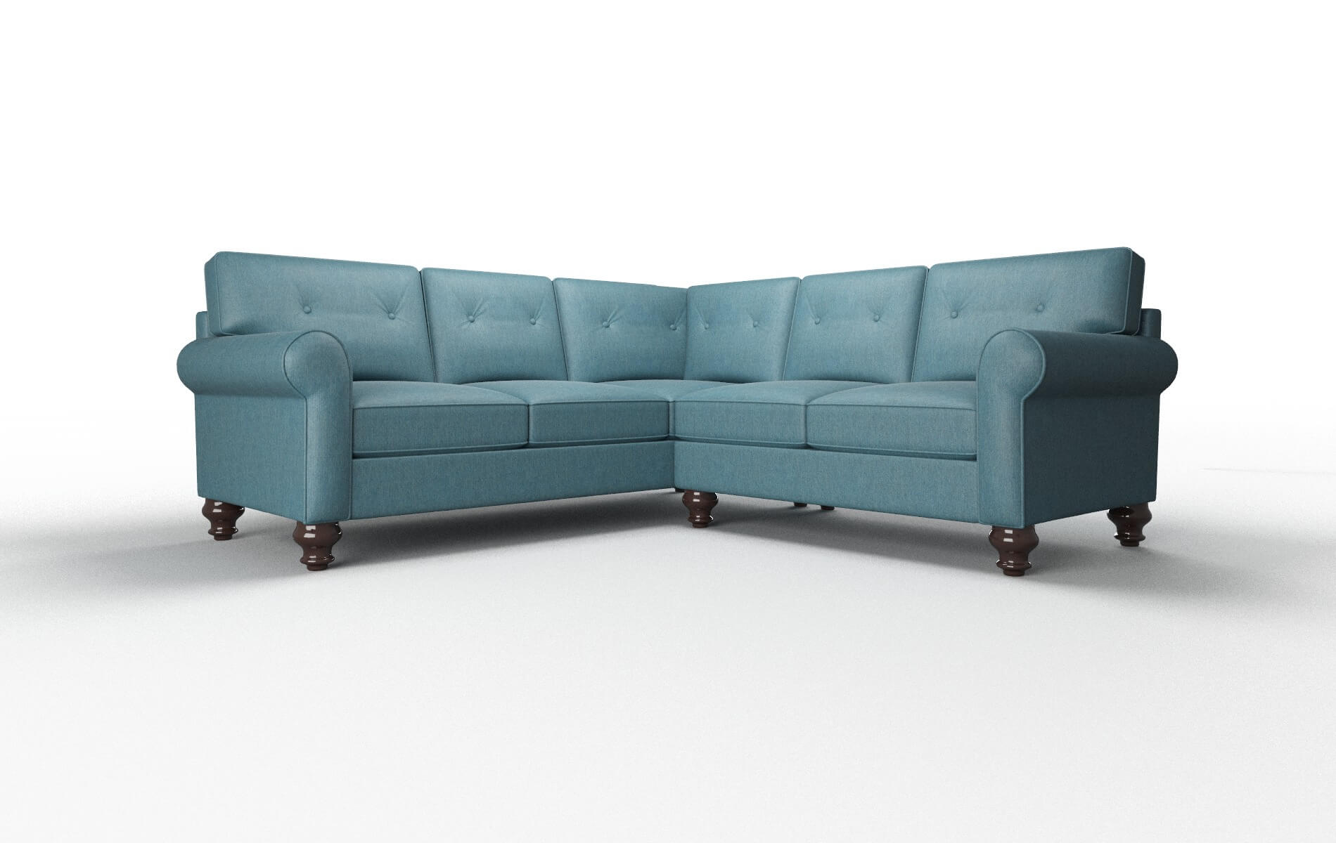 Farah Cosmo Teal Sectional espresso legs 1
