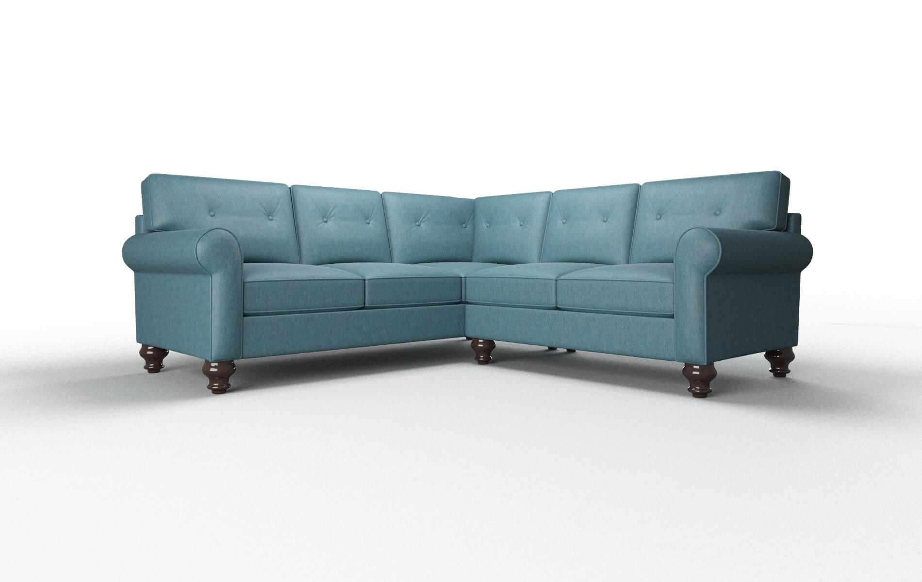 Farah Hepburn Teal Sectional espresso legs 1