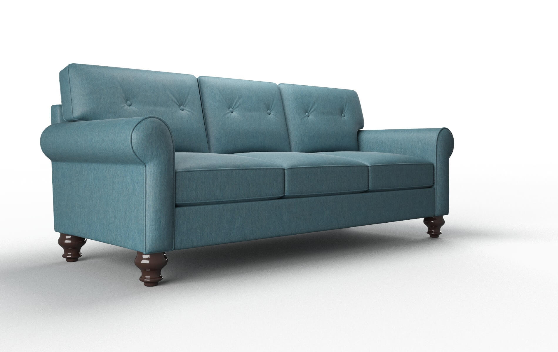 Farah Hepburn Teal Sofa espresso legs 2