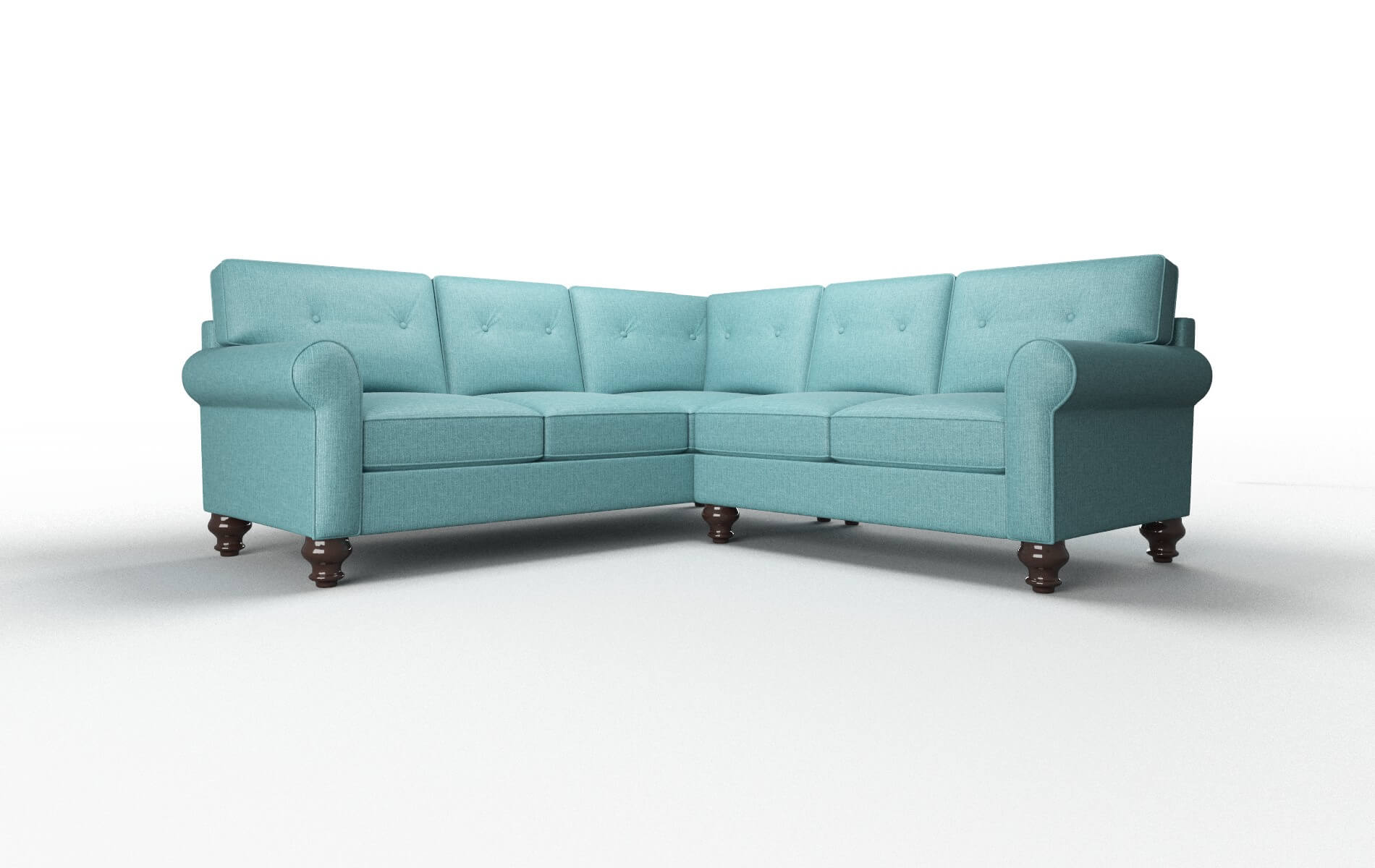 Farah Parker Turquoise Sectional espresso legs 1