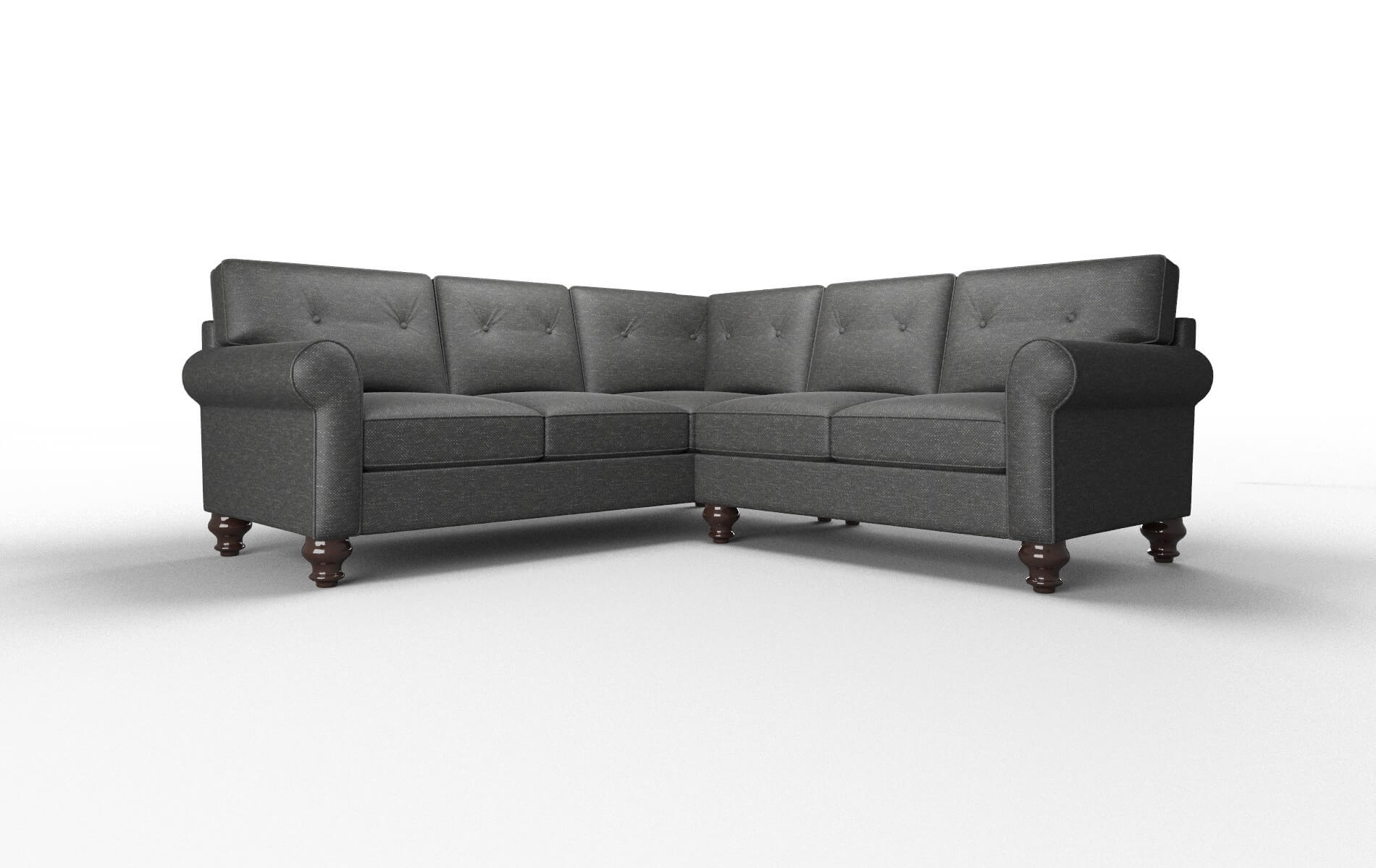 Farah Phoenix Charcoal Sectional espresso legs 1