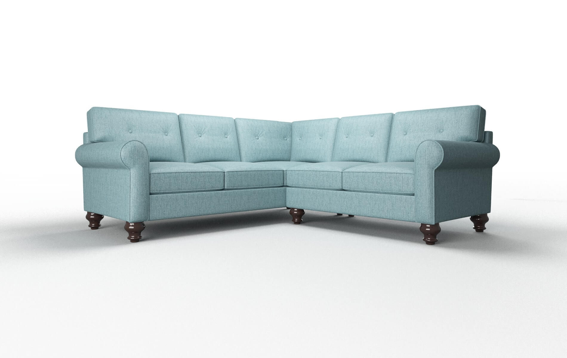 Farah Sasha Teal Sectional espresso legs 1