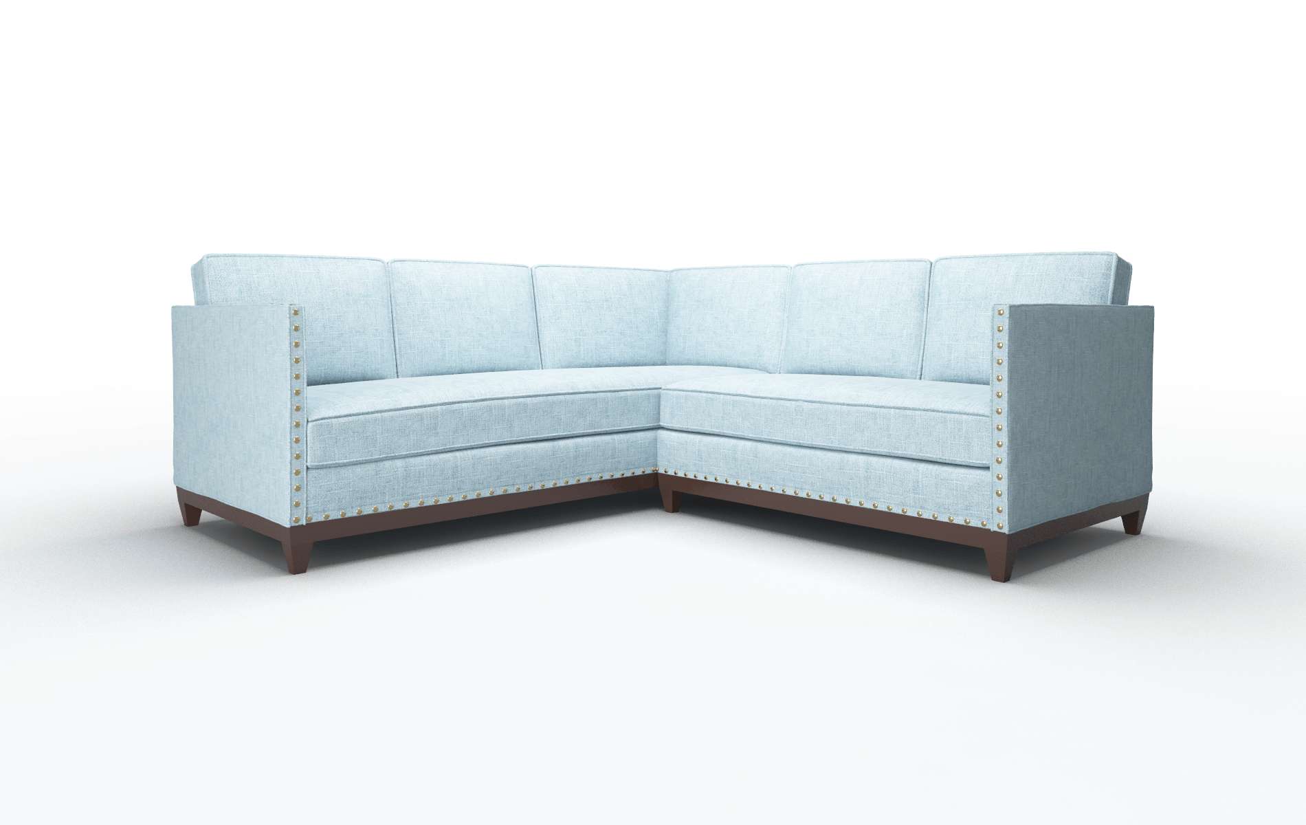 Florence Atlas Turquoise Sectional espresso legs