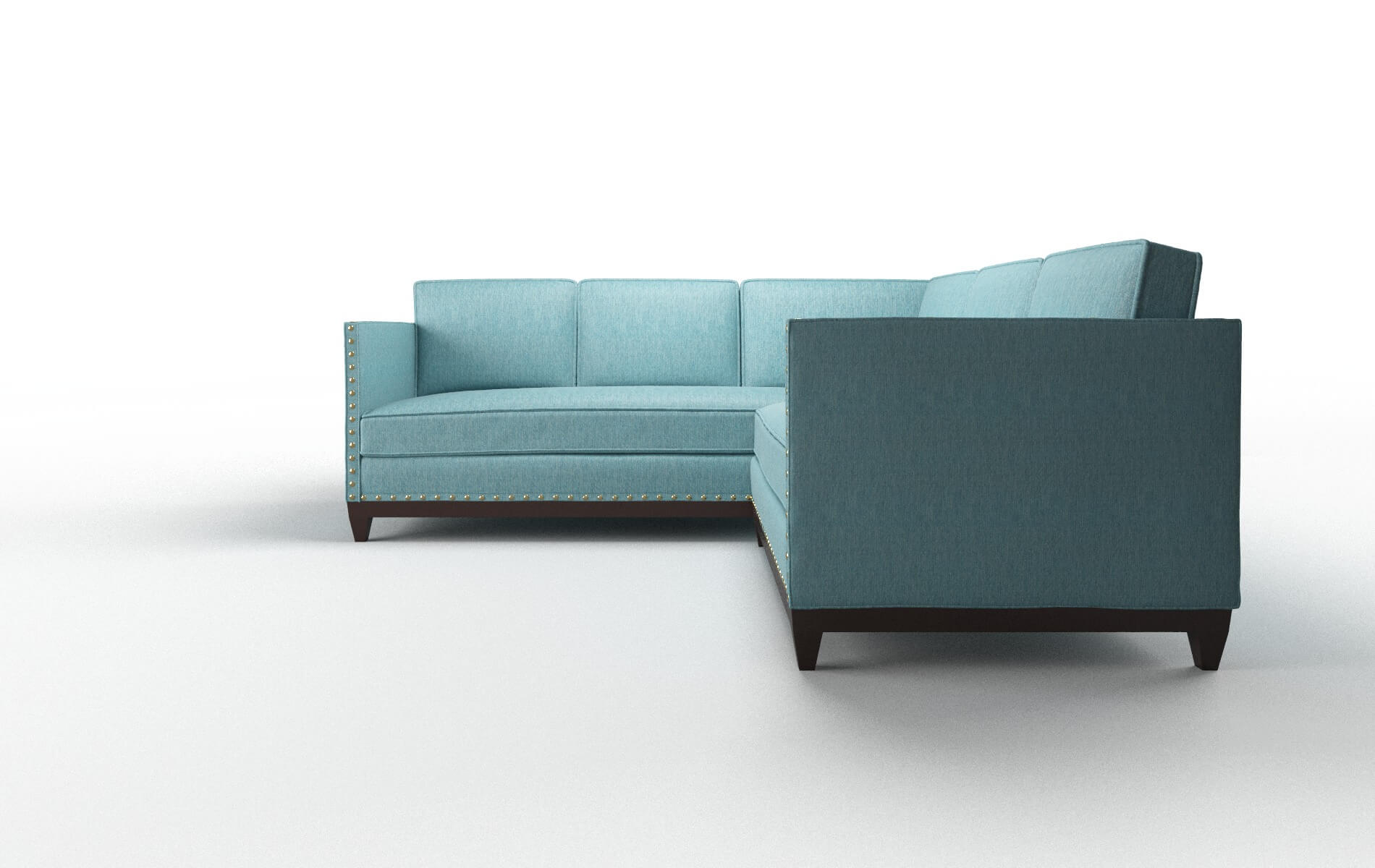 Florence Cosmo Turquoise Sectional espresso legs 5