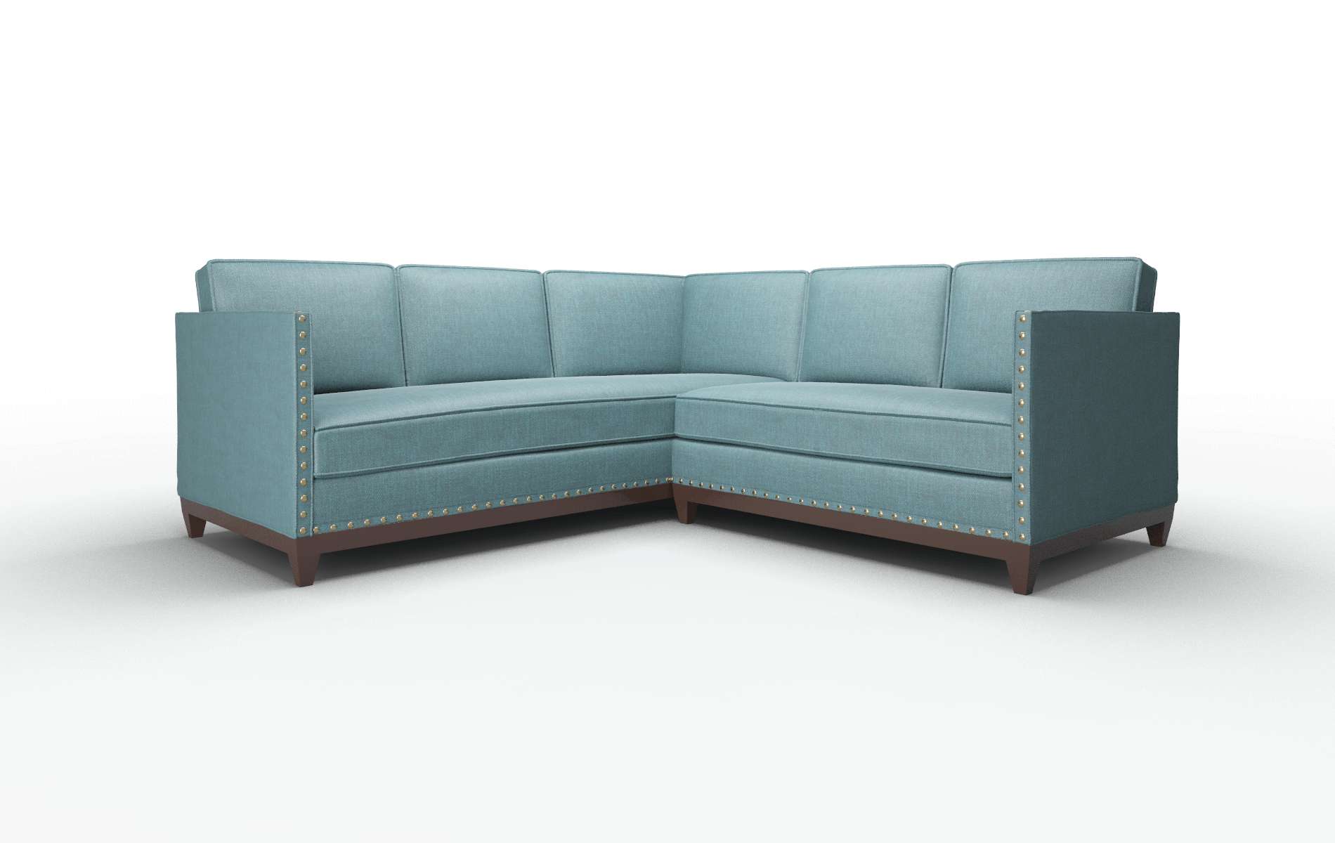 Florence Elliot Teal Sectional espresso legs 1