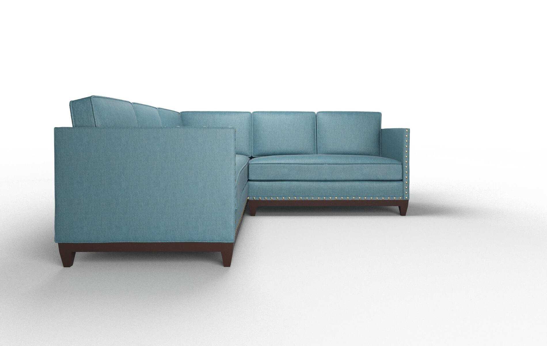 Florence Hepburn Teal Sectional espresso legs 2