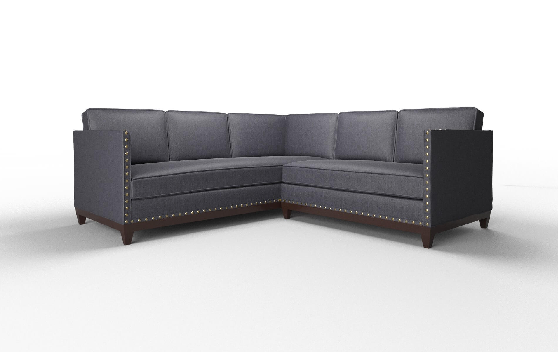 Florence Sasha Navy Sectional espresso legs 1
