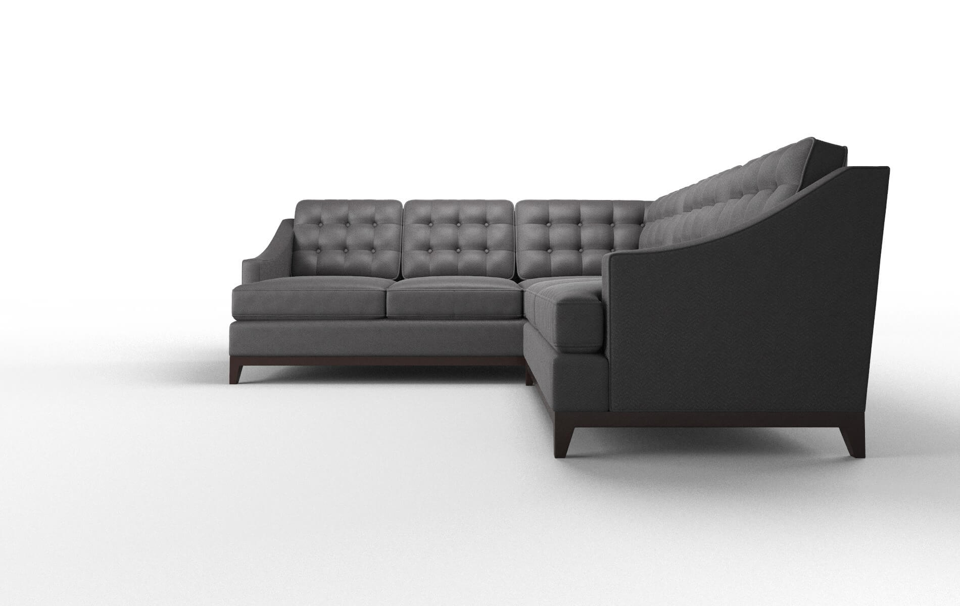 Geneva Catalina Charcoal Sectional espresso legs 5