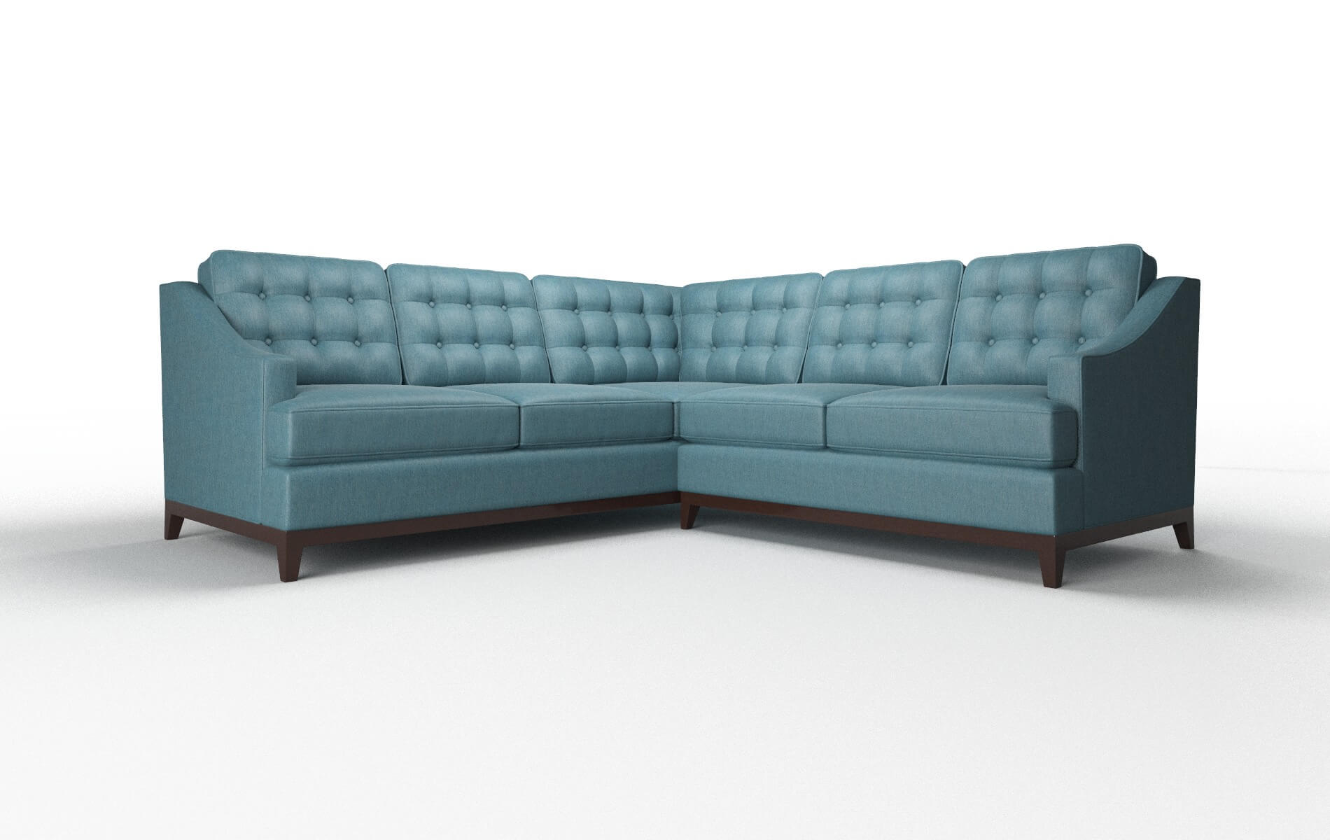 Geneva Cosmo Teal Sectional espresso legs 1